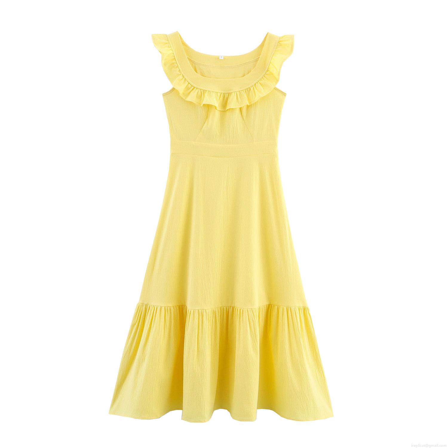 Women's Summer Sweet Square Neck Ruffle Maxi Dress Sleeveless Solid Color Slim Fit Tiered Long Dress For Vacation Daily Wear