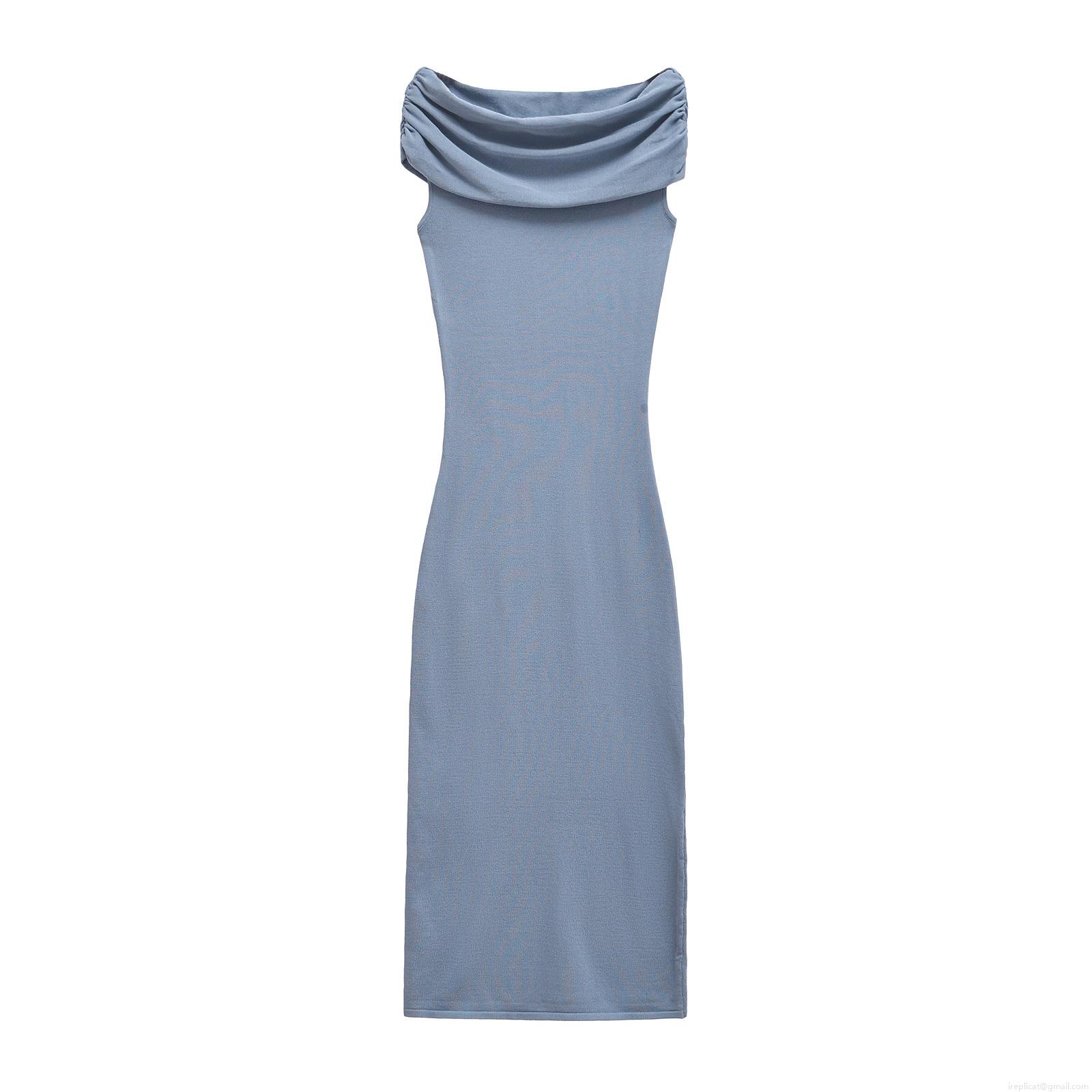 Women Sexy Off-the-Shoulder Sleeveless Knit Maxi Dress Solid Color Cowl Neck Bodycon Long Dress Elegant Slim Fit Party Clubwear Evening Gown