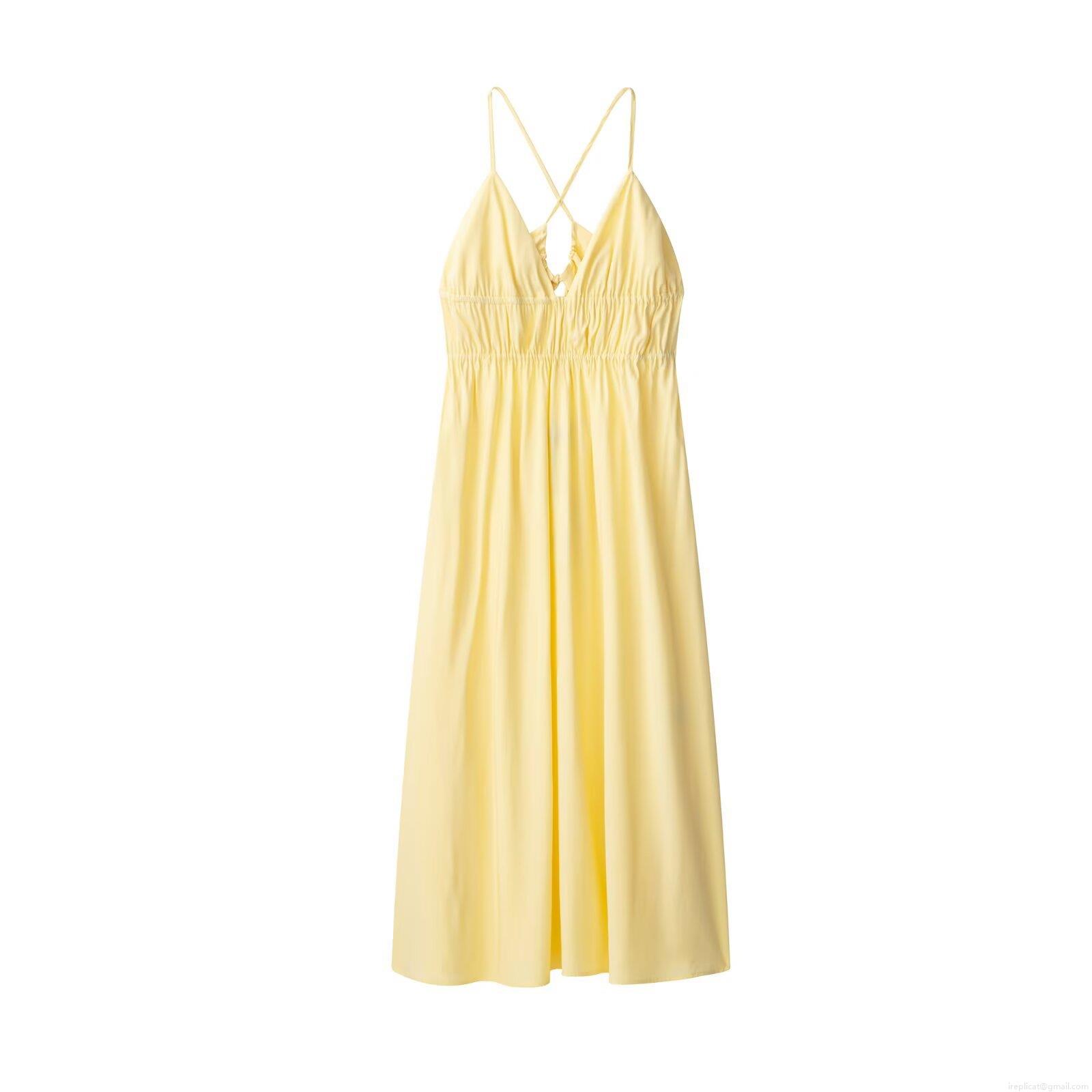 Women's Sexy Backless V-Neck Satin Slip Maxi Dress Elegant Cross Back Strappy High Waist Summer Sleeveless Party Vacation Long Dress for Ladies