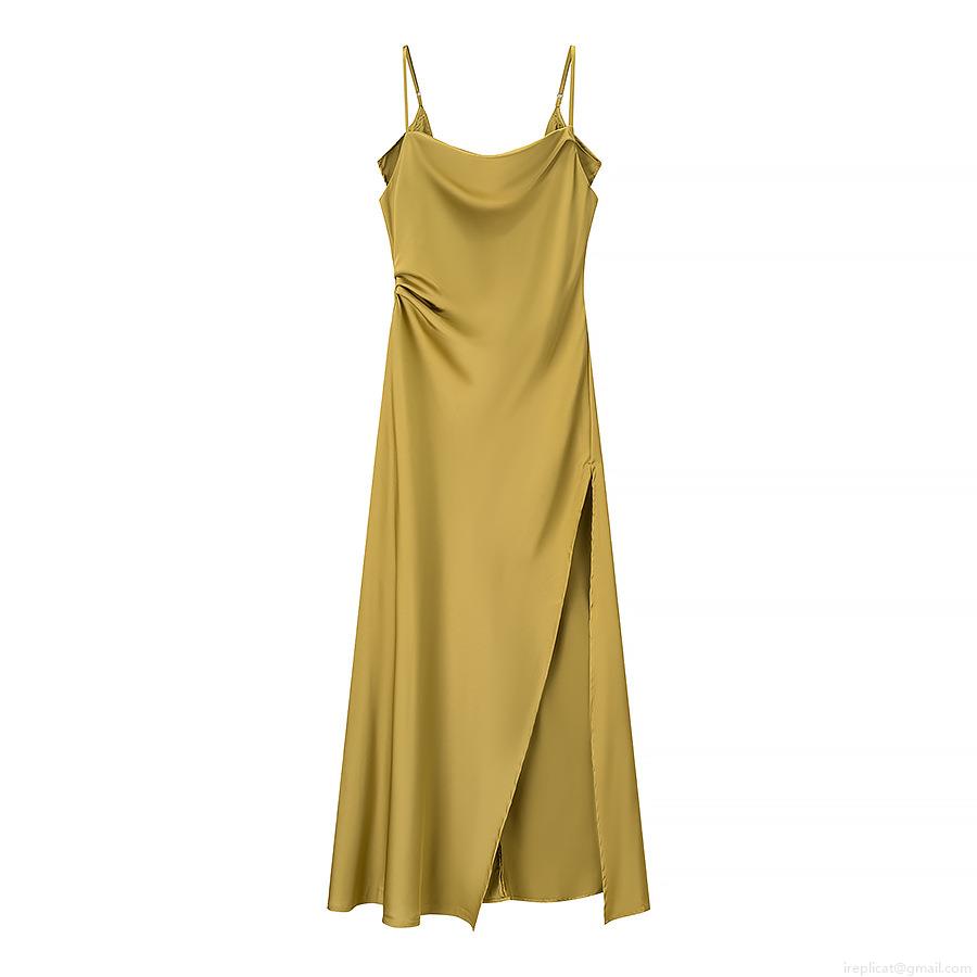 Women Sexy Satin Cowl Neck Slip Dress Summer Elegant Backless Side Slit Midi Party Camisole Dress For Women Vacation Wedding Guest Gown
