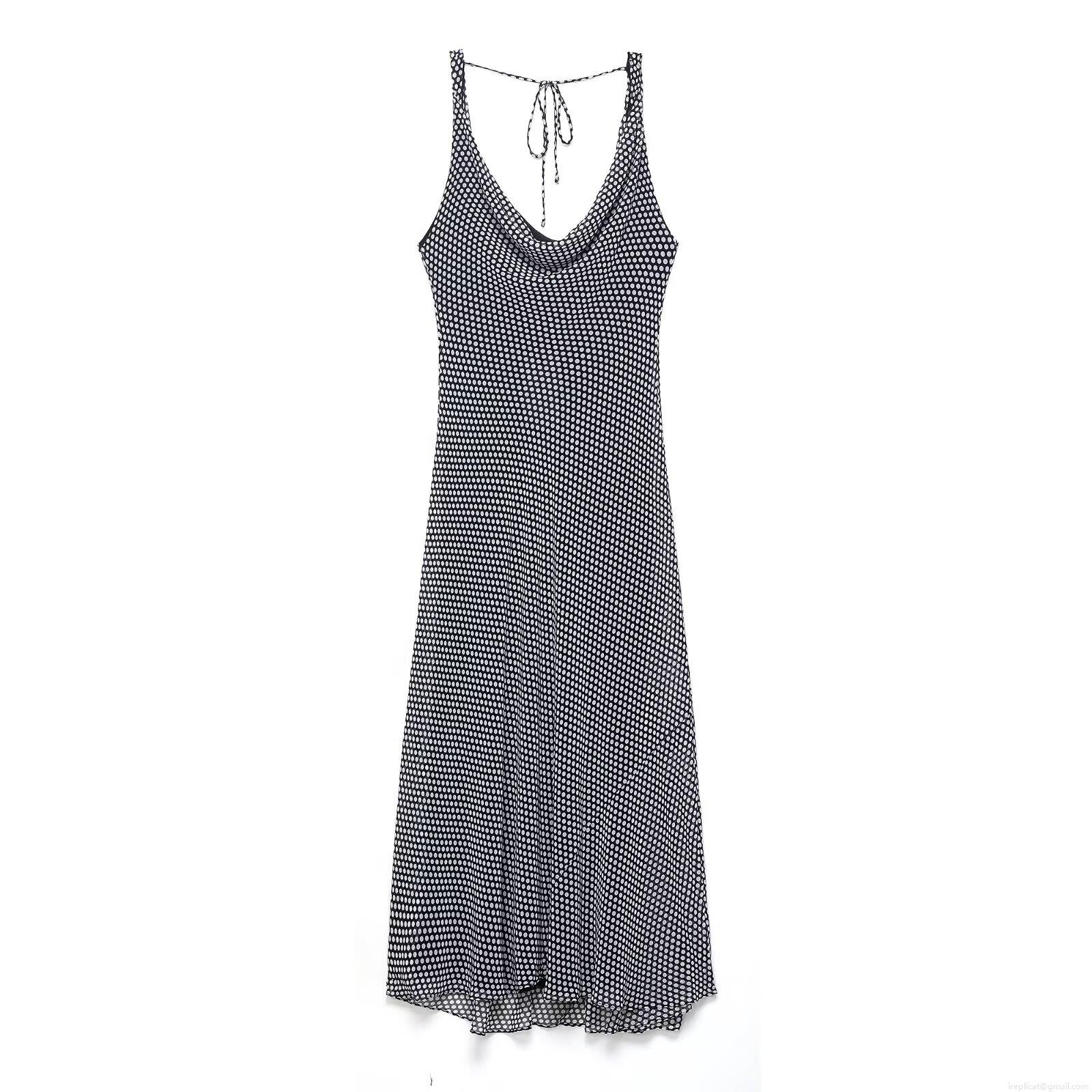 Women's Sexy Polka Dot Maxi Dress Cowl Neck Backless Spaghetti Strap Mesh Polyester Sleeveless Long Dress For Party Club Elegant Streetwear Dress