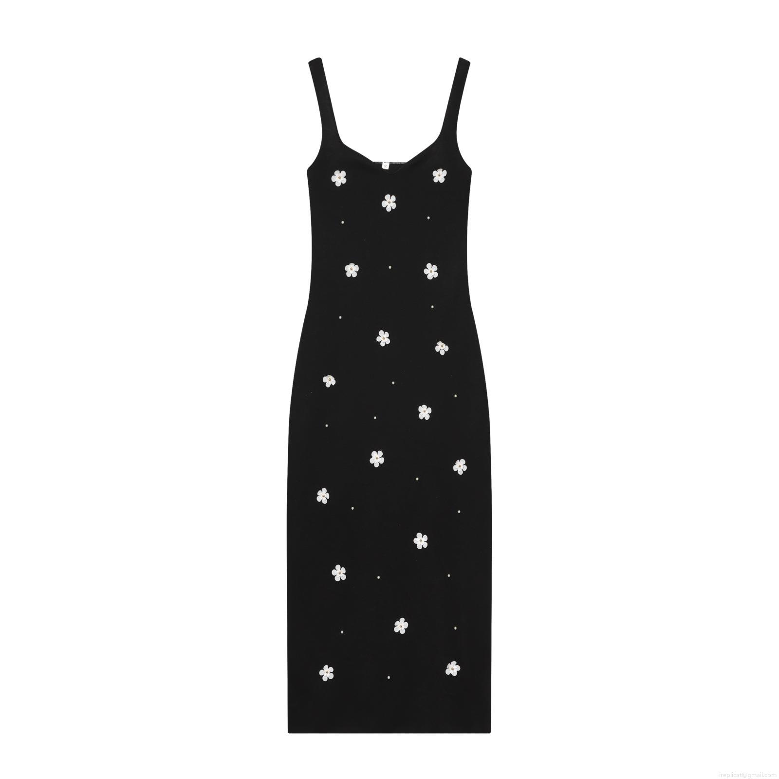 Women Sexy 3D Floral Applique Bodycon Maxi Dress Elegant Square Neck Sleeveless Knitted Slim Fit Evening Party Long Dress