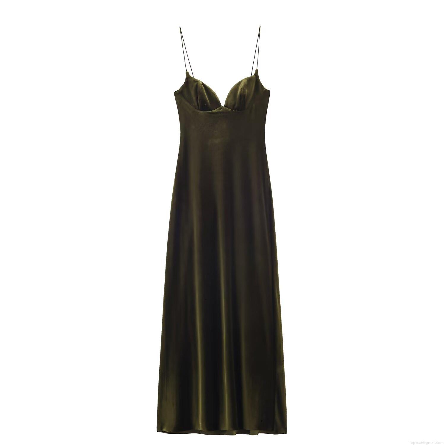 Women's Sexy Backless Velvet Spaghetti Strap Maxi Dress Elegant Slim Fit Sleeveless Solid Color Evening Party Bodycon Long Dress Polyester Velvet