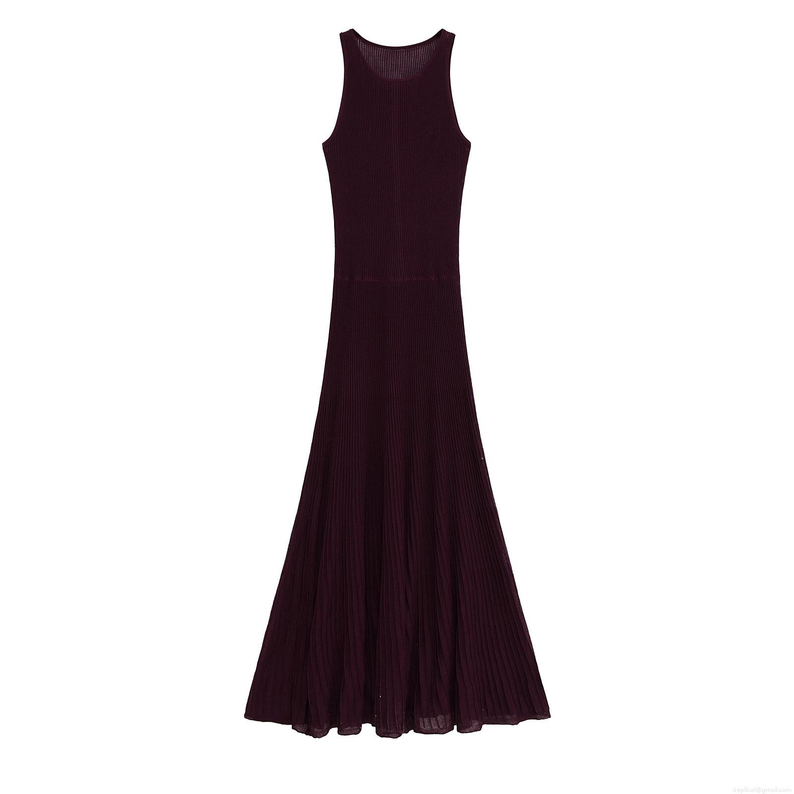 Women's Ribbed Knit Sleeveless Maxi Dress Elegant Round Neck Slim Fit Solid Color Long Bodycon Dress For Dating Socialite Party Wear