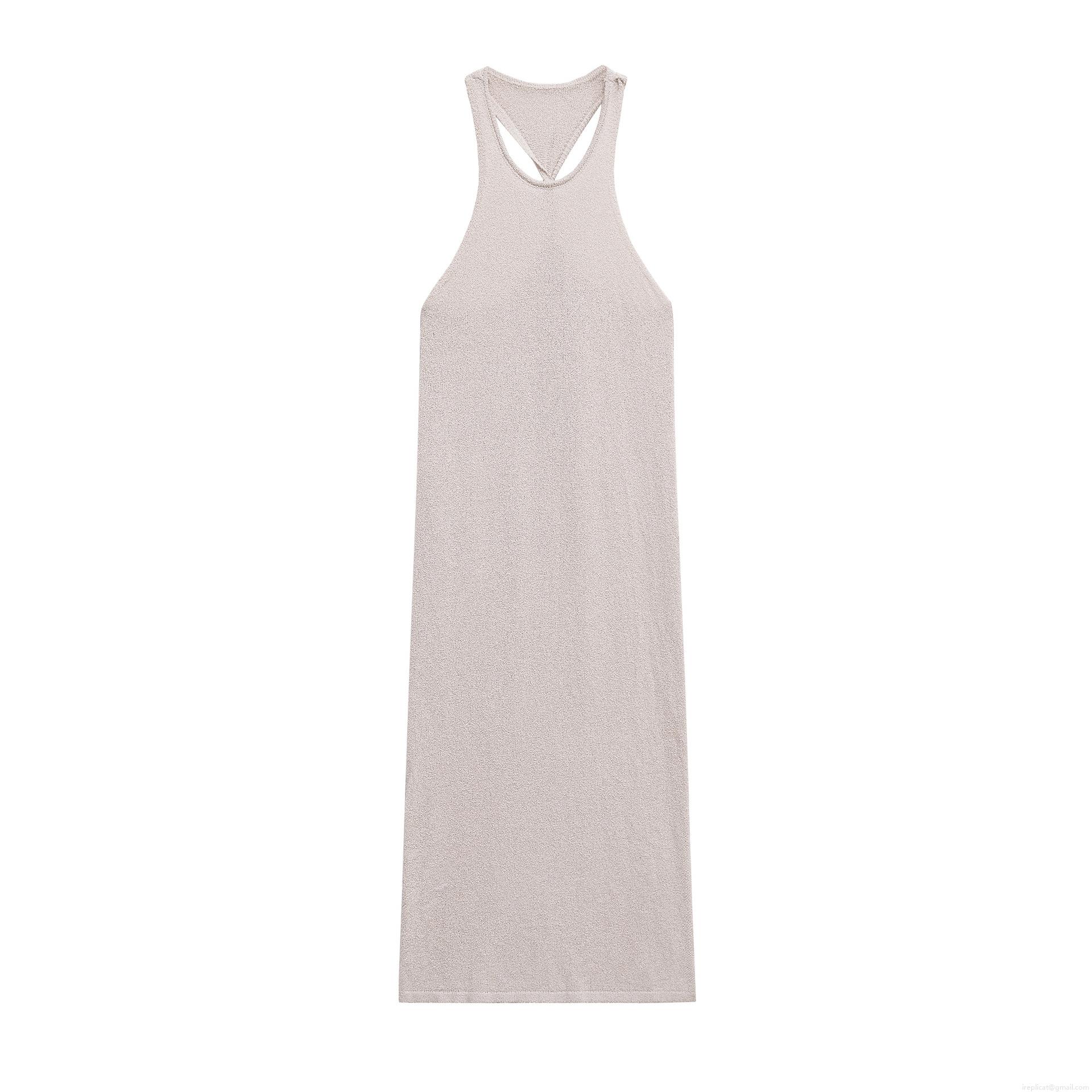 Women's Halter Neck Knit Maxi Dress Elegant Sleeveless Backless Solid Color Textured Yarn Long Dress For Vacation Summer Beach Party