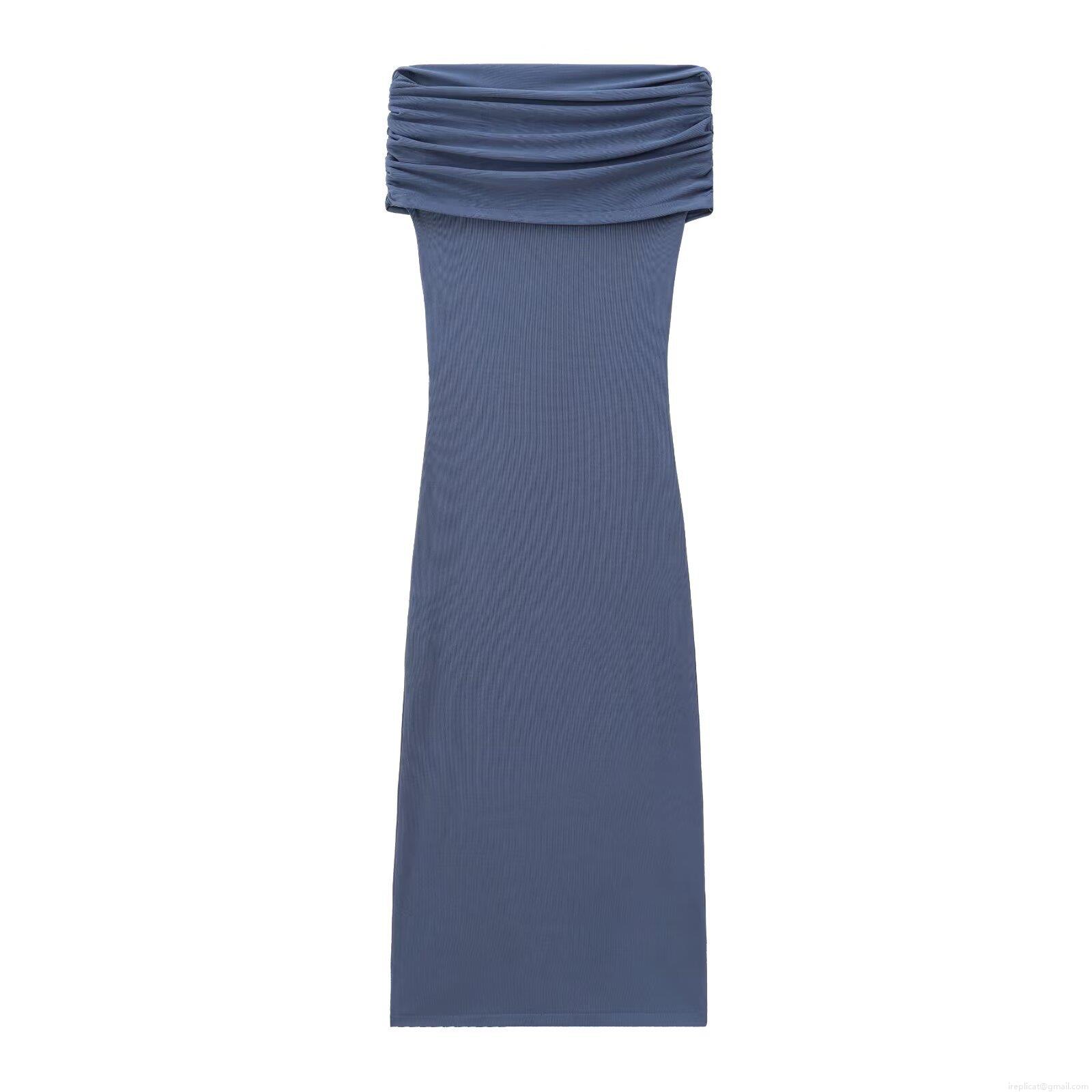 Elegant Off-Shoulder Ribbed Knit Maxi Dress Women's Solid Color Slim Fit Sleeveless Party Evening Long Bodycon Dress