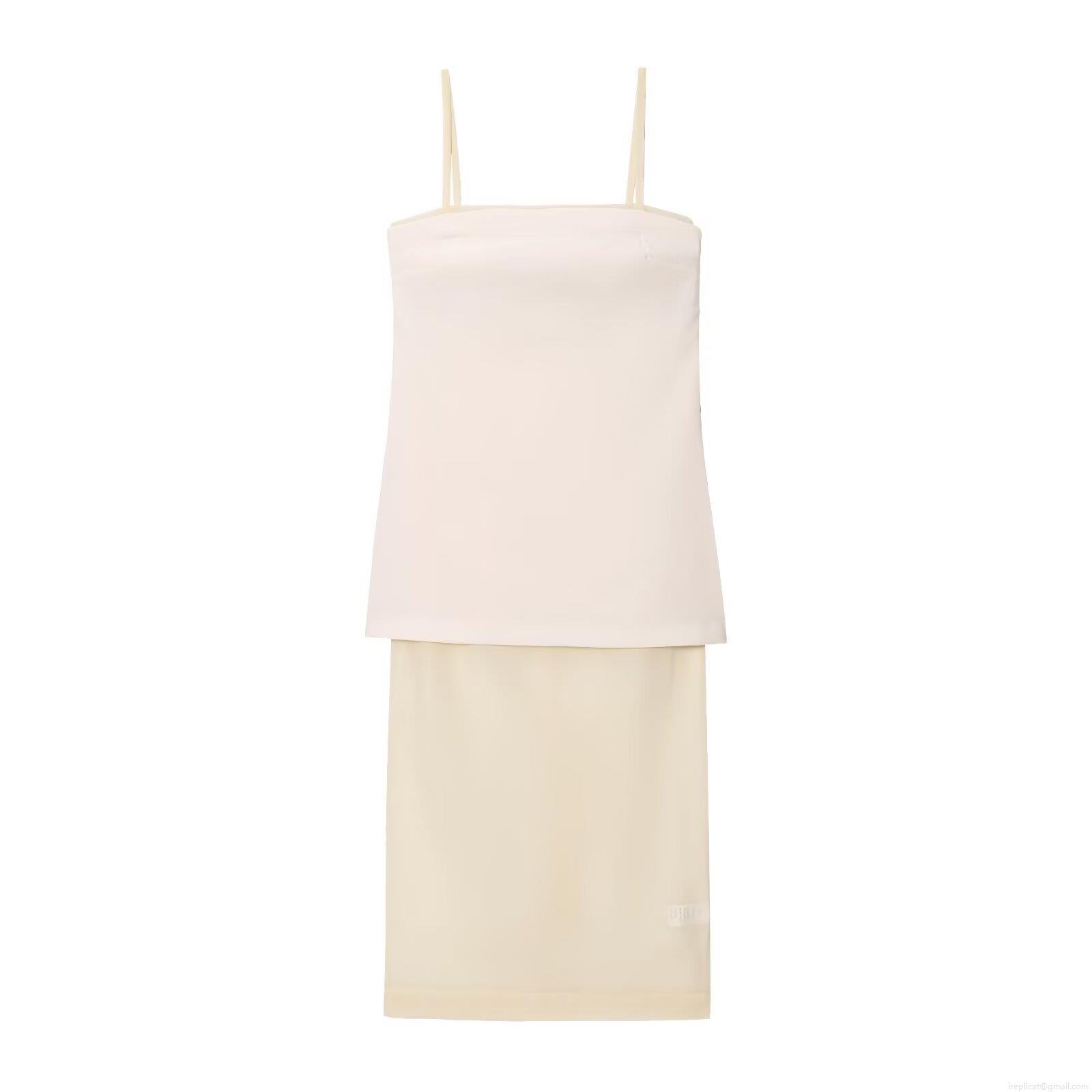 Women Elegant Organza Patchwork Maxi Dress Spaghetti Strap Cream White Long Bodycon Dress For Party Evening Celebrities Style