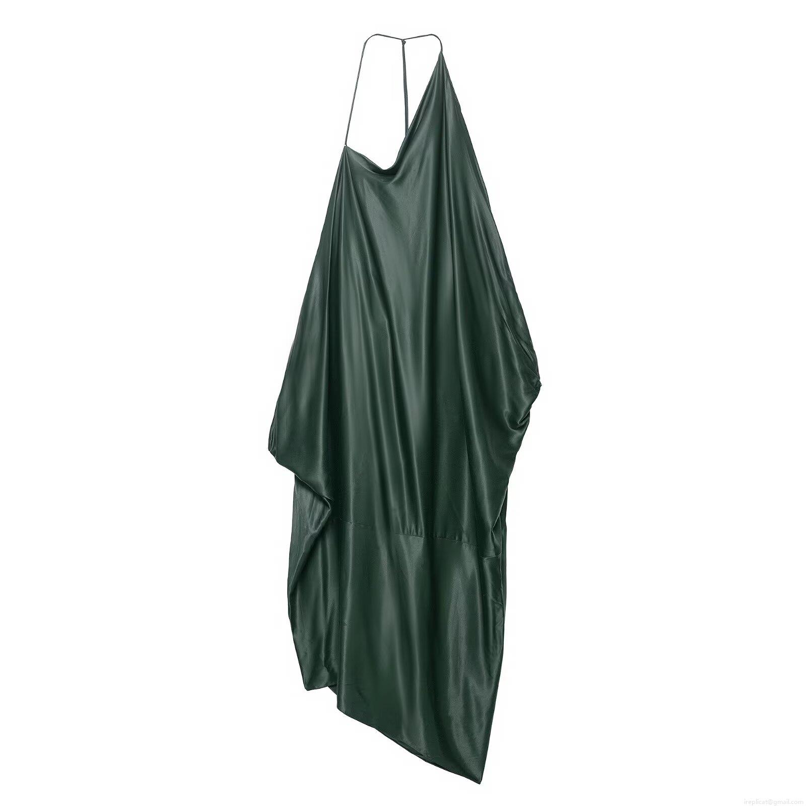 Women's Elegant Satin Cowl Neck Maxi Dress Asymmetric Sleeveless Slip Gown Solid Color Silk-Like Evening Party Dress For Ladies Luxury Gown