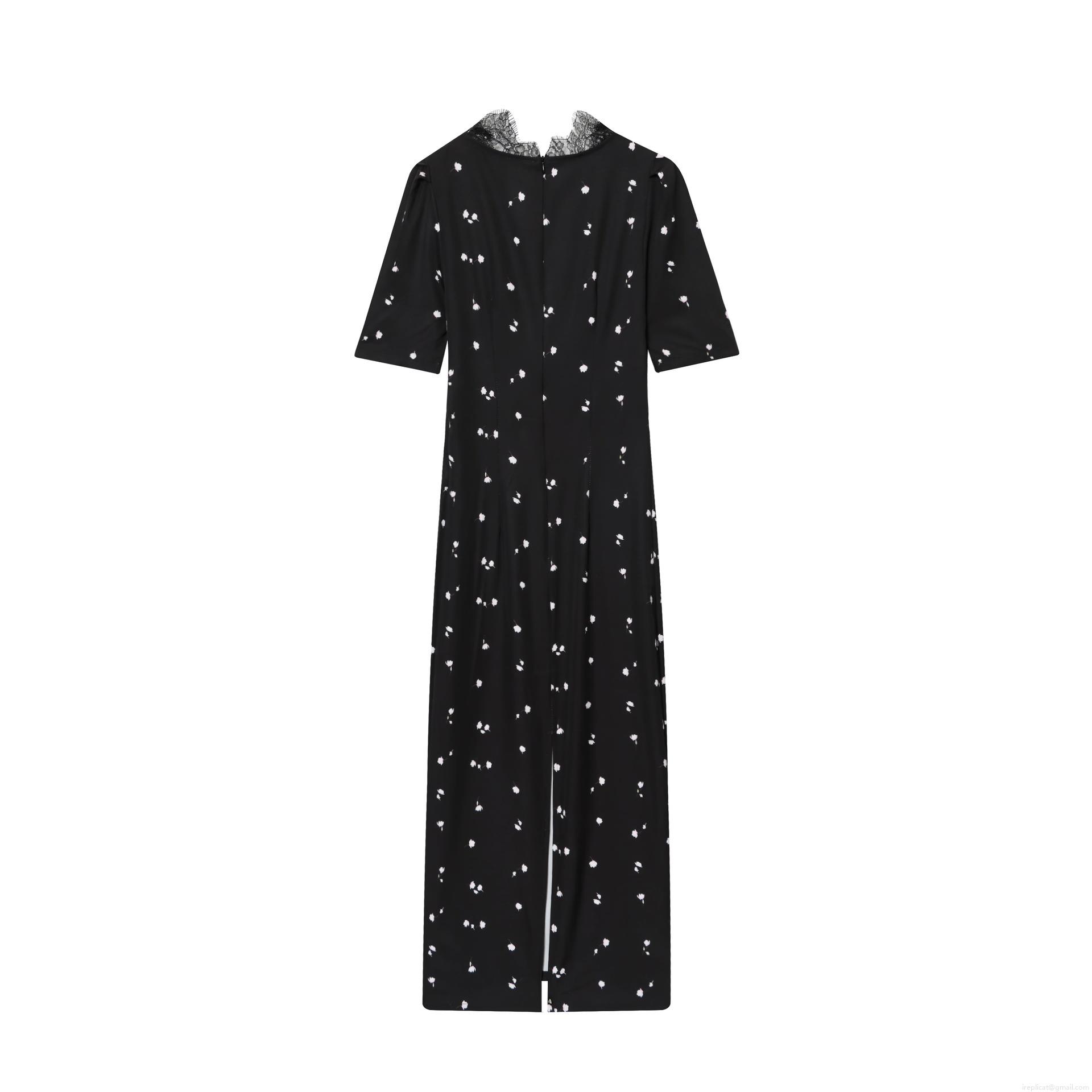 Women's Sexy V-Neck Lace Trim Maxi Dress Floral Print Short Sleeve Polyester Elegant Slim Fit Long Sundress For Summer Party Evening Dating Ladies