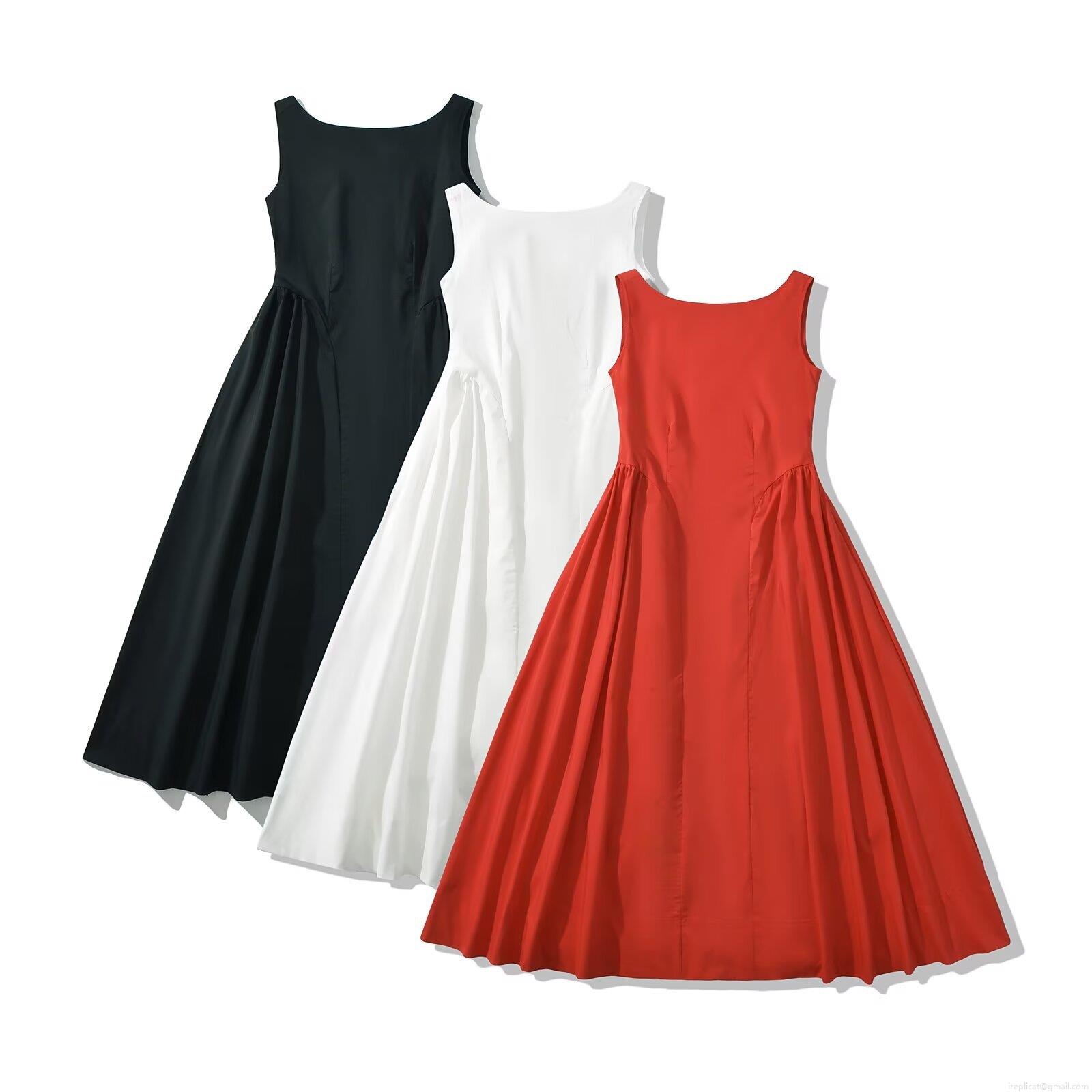 Women's High Waist Sleeveless Maxi Dress Solid Color Polyester Patchwork A-Line Long Dress Fashion Streetwear Party Sundress