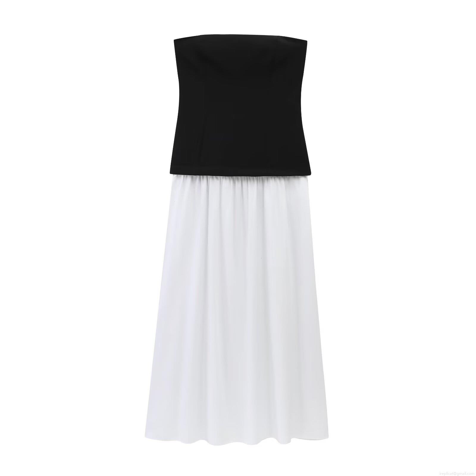 Women's Sexy Off-Shoulder Color-Block Patchwork Maxi Dress Strapless Backless High Waist A-Line Long Dress For Party Streetwear Summer Clubwear Elegant Clothing