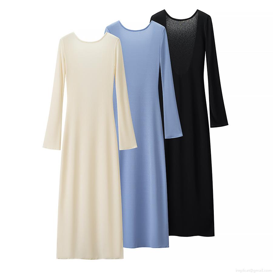 Women Sexy Backless Long Sleeve Maxi Dress Solid Color Round Neck Bodycon Long Dress For Party Club Streetwear Evening Ladies