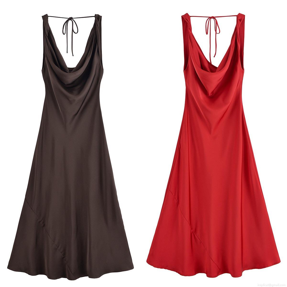 Sexy Backless Satin Cowl Neck Maxi Dress For Women Elegant Lace Up Silk Like Slip Evening Party Long Dress Summer Streetwear