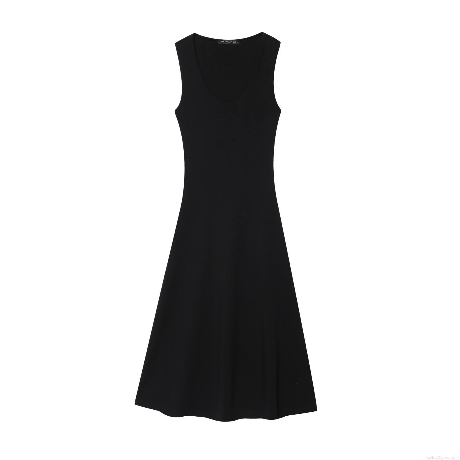 Women's Sleeveless U-Neck Maxi Dress Minimalist Knitted Solid Color A-Line Long Dress For Summer Casual Party Streetwear Fashion
