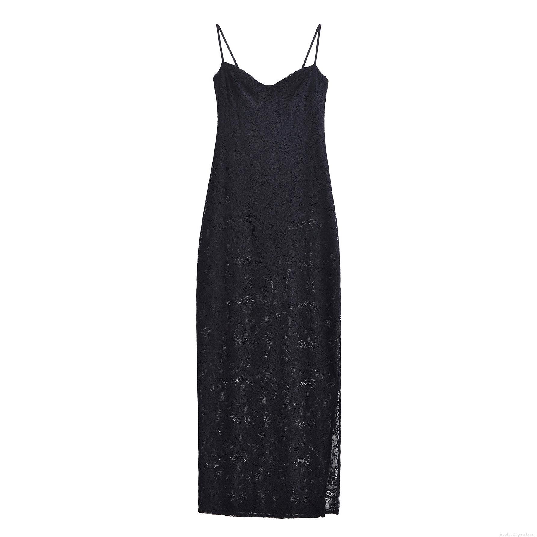 Women's Sexy Lace Splicing Hollow Out Spaghetti Strap Maxi Dress Elegant V-Neck Sleeveless Backless Party Evening Long Dress