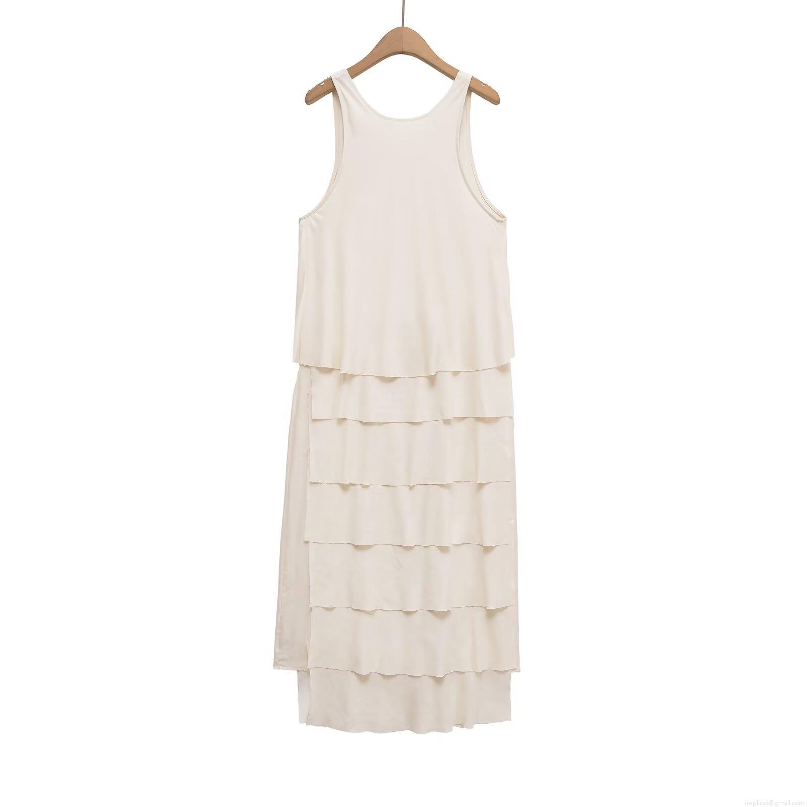 Women's Sleeveless Layered Cake Maxi Dress Solid Color Backless U-Neck Polyester Tiered Long Dress For Summer Vacation Party Streetwear