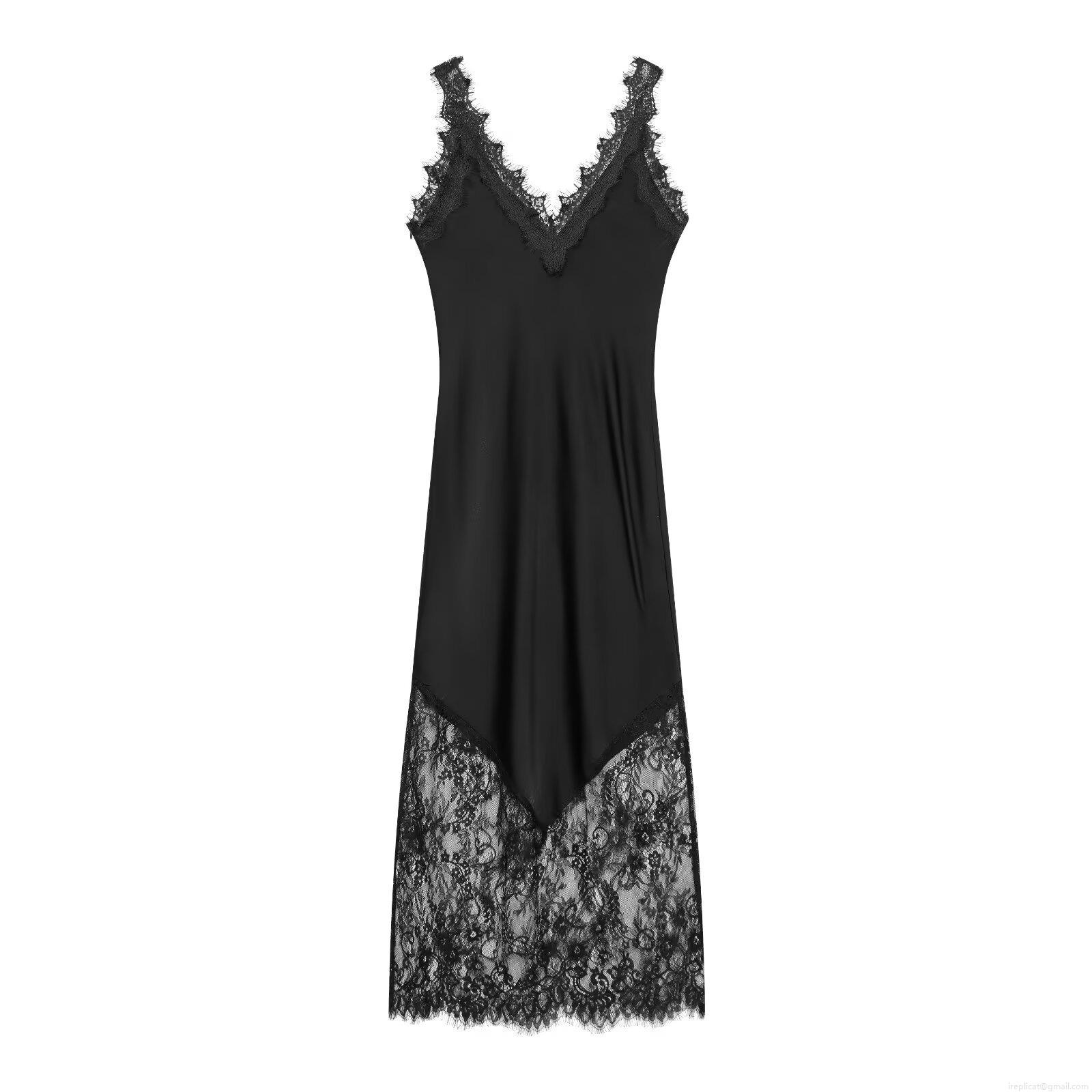 Women Sexy Lace Trim Satin Cami Maxi Dress V Neck Backless Sleeveless Spaghetti Strap Elegant Evening Party Long Dress For Ladies