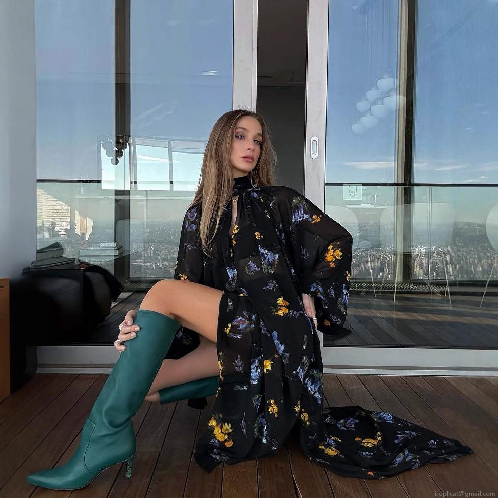 Women's Elegant Mock Neck Long Sleeve Floral Print Polyester Chiffon Maxi Dress Slim Fit Sheer Sexy See-Through Party Evening Long Dress For Women
