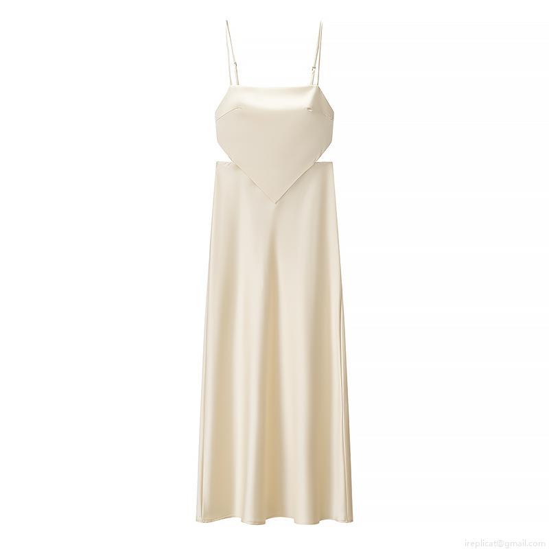 Women's Elegant Satin Spaghetti Strap Maxi Dress Champagne Cut-out Waist Backless Bow Evening Party Long Dress Sexy Slim Fit Formal Gown