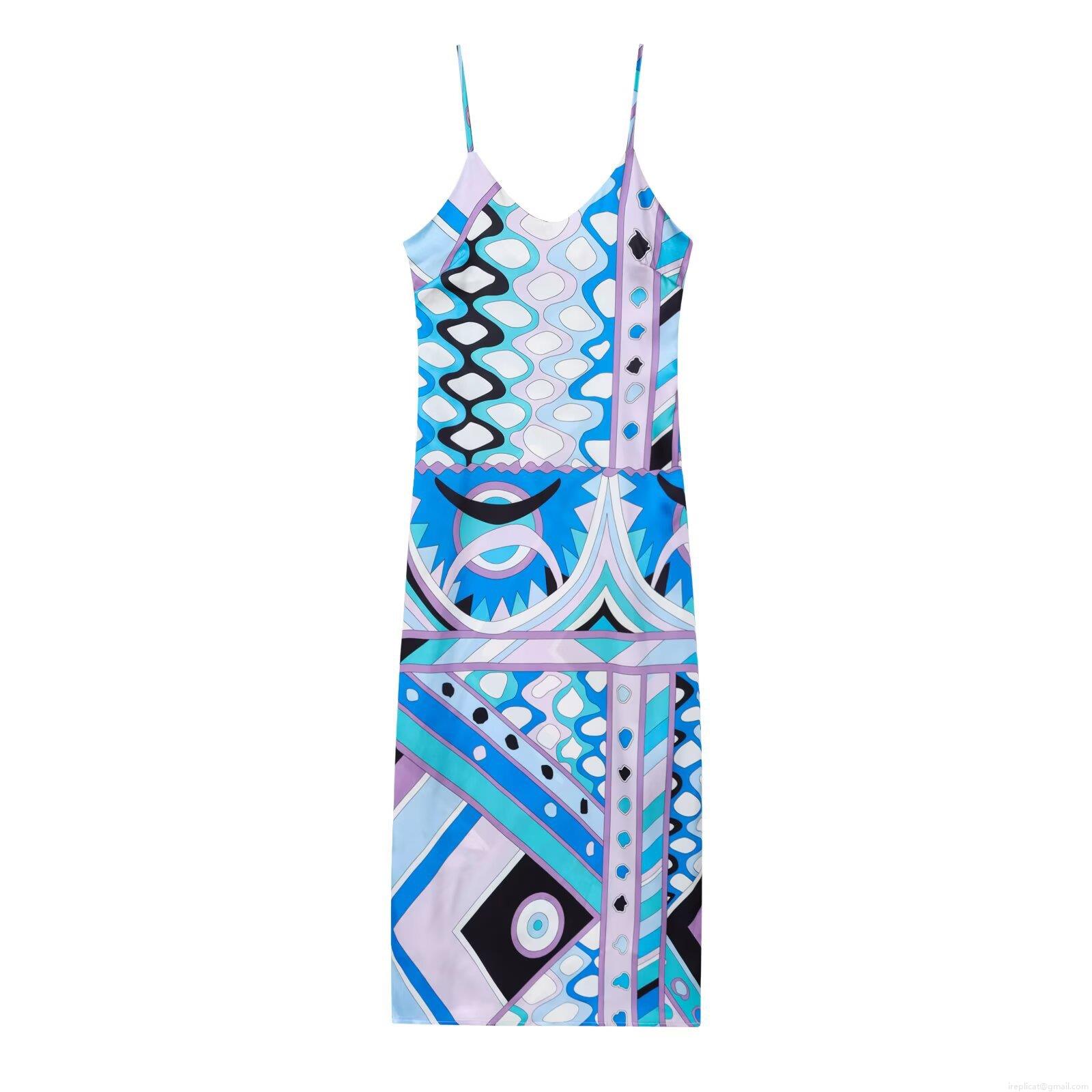 Women's Elegant Geometric Print Cami Dress V-Neck Slim Fit Waist Polyester Sleeveless Maxi Dress For Summer Vacation Party Bohemian Style