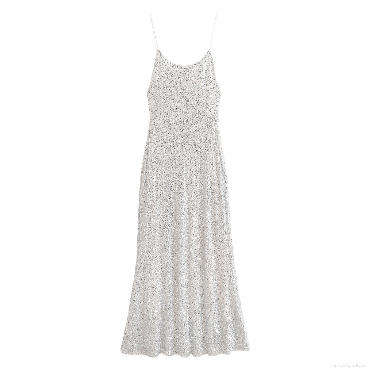 Women's Elegant Silver Sequin Maxi Dress Sexy Spaghetti Strap Sleeveless Slim Fit Evening Gown For Party Wedding Banquet Formal Occasions