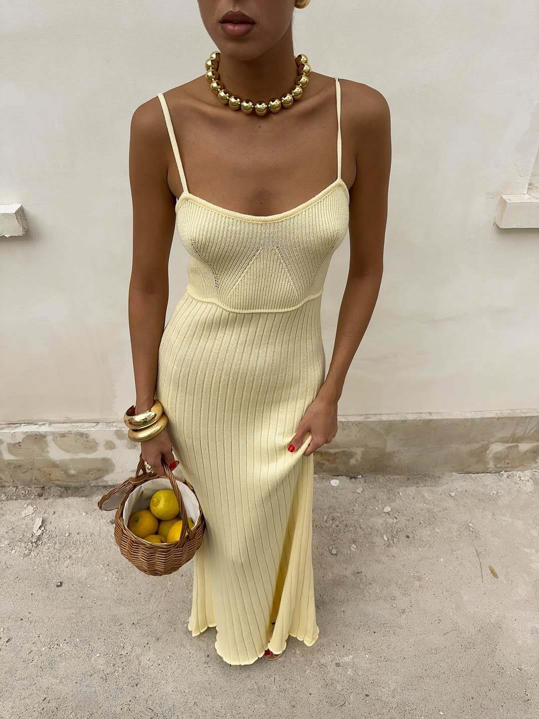 Women Sexy Ribbed Knit Maxi Dress Sleeveless Thin Straps Low Cut Backless Solid Color Summer Beach Holiday Party Dress Cotton Blend Slim Fit Long Dress