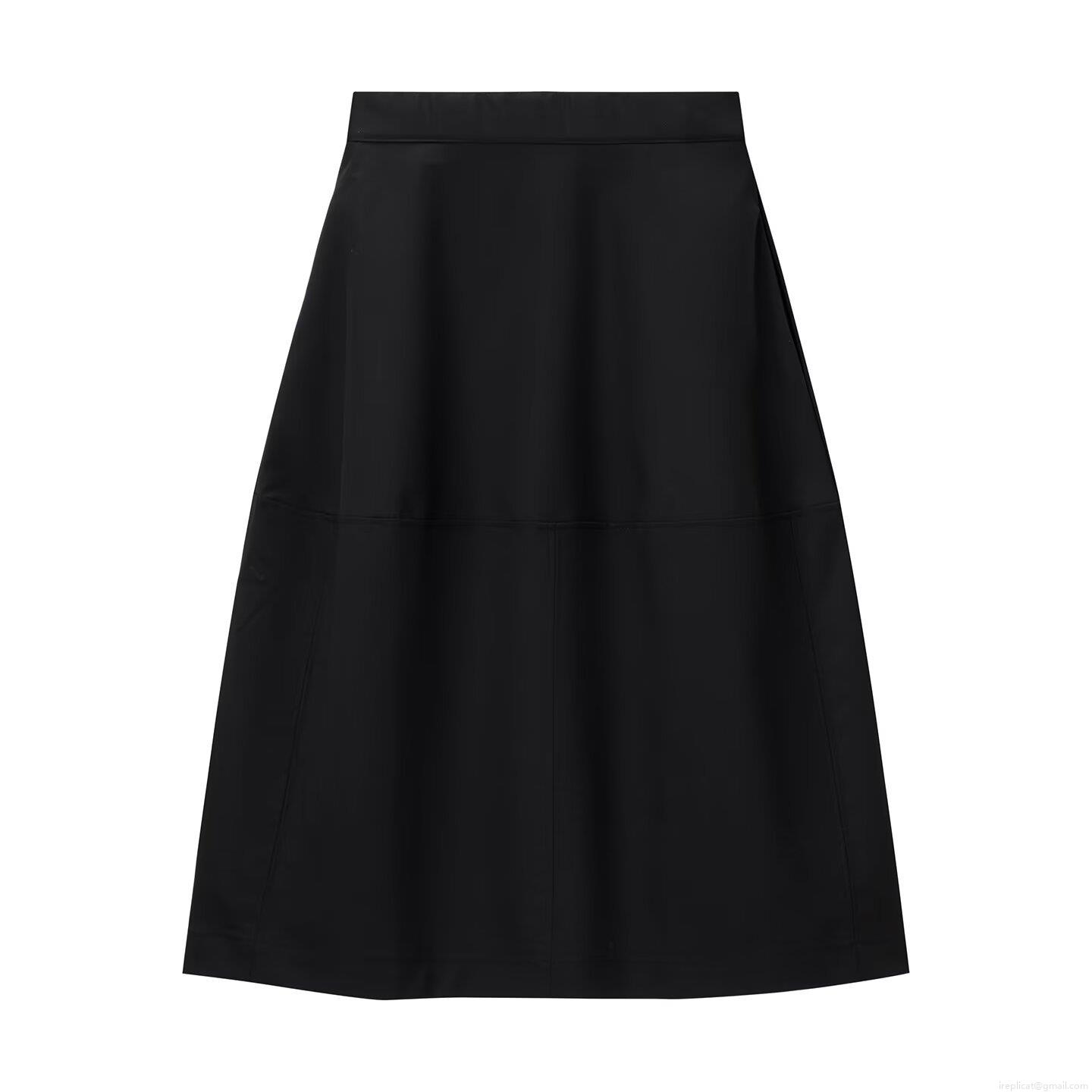 Women's Winter High Waist A-Line Skirt Elegant Solid Color Polyester Long Skirt With Stitching Detail For Office Daily Wear Women