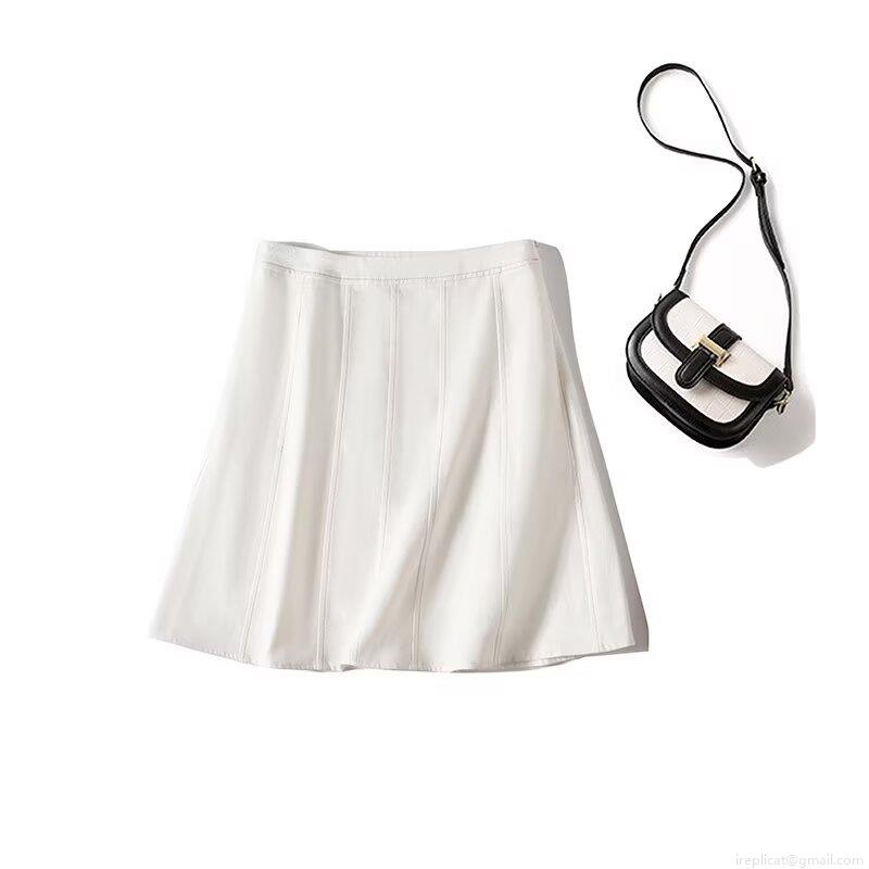 Women's Casual White Cotton A-Line Skirt Fashion High Waist Short Mini Denim Skirt for Summer Party Dating Ladies Solid Color Breathable Bottom