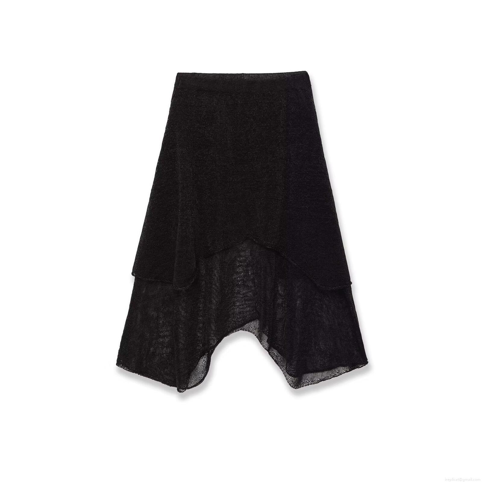 Women's Sexy Black Knitted Skirt Irregular Hem Mesh High Waist Midi Skirt Solid Color Streetwear Clubwear Party Sexy Bodycon Skirt For Ladies Bottoms