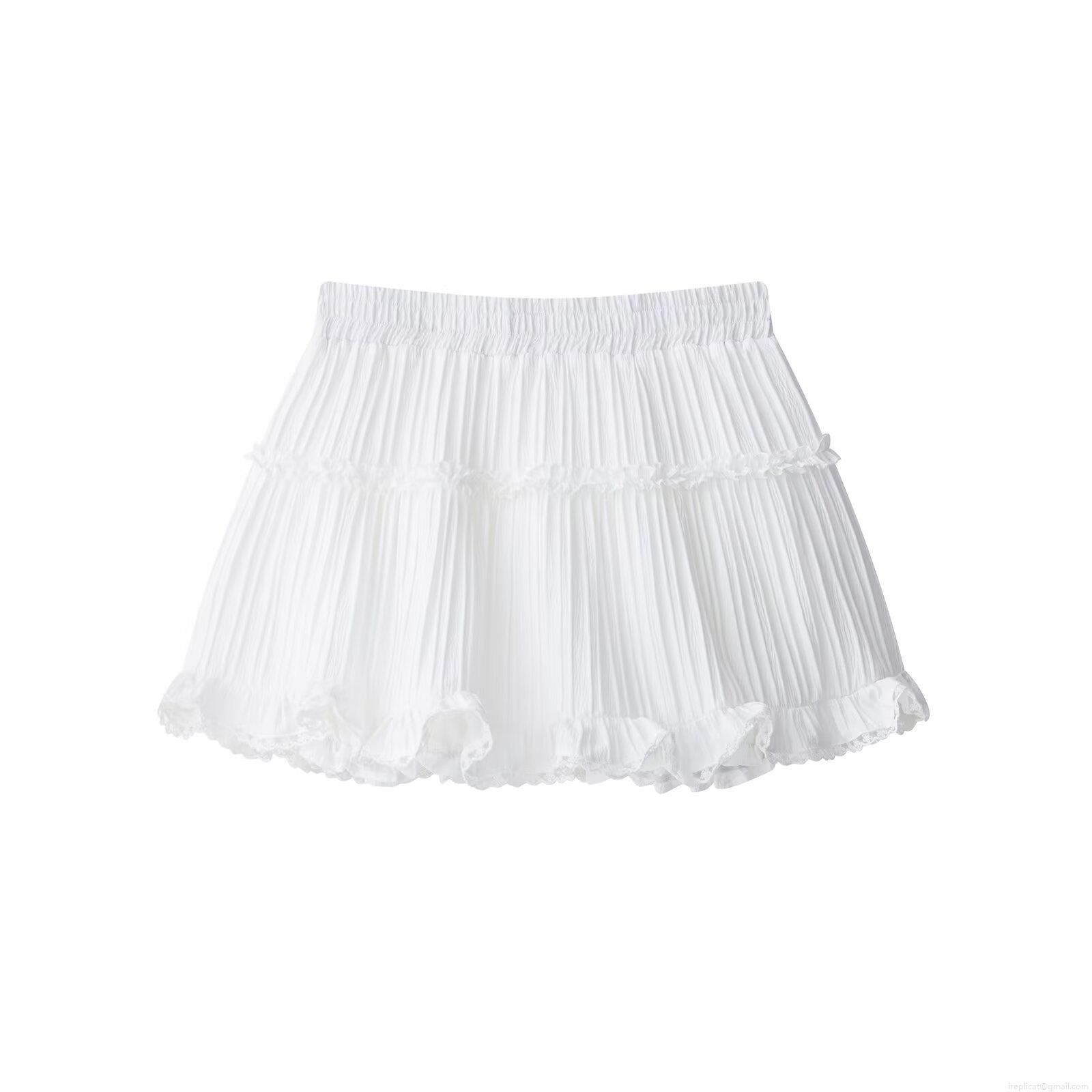 Women's White Lace Ruffle Tiered Mini Skirt Pleated Layered Cake Skirt For Summer Daily Party Sexy Sweet Street Style