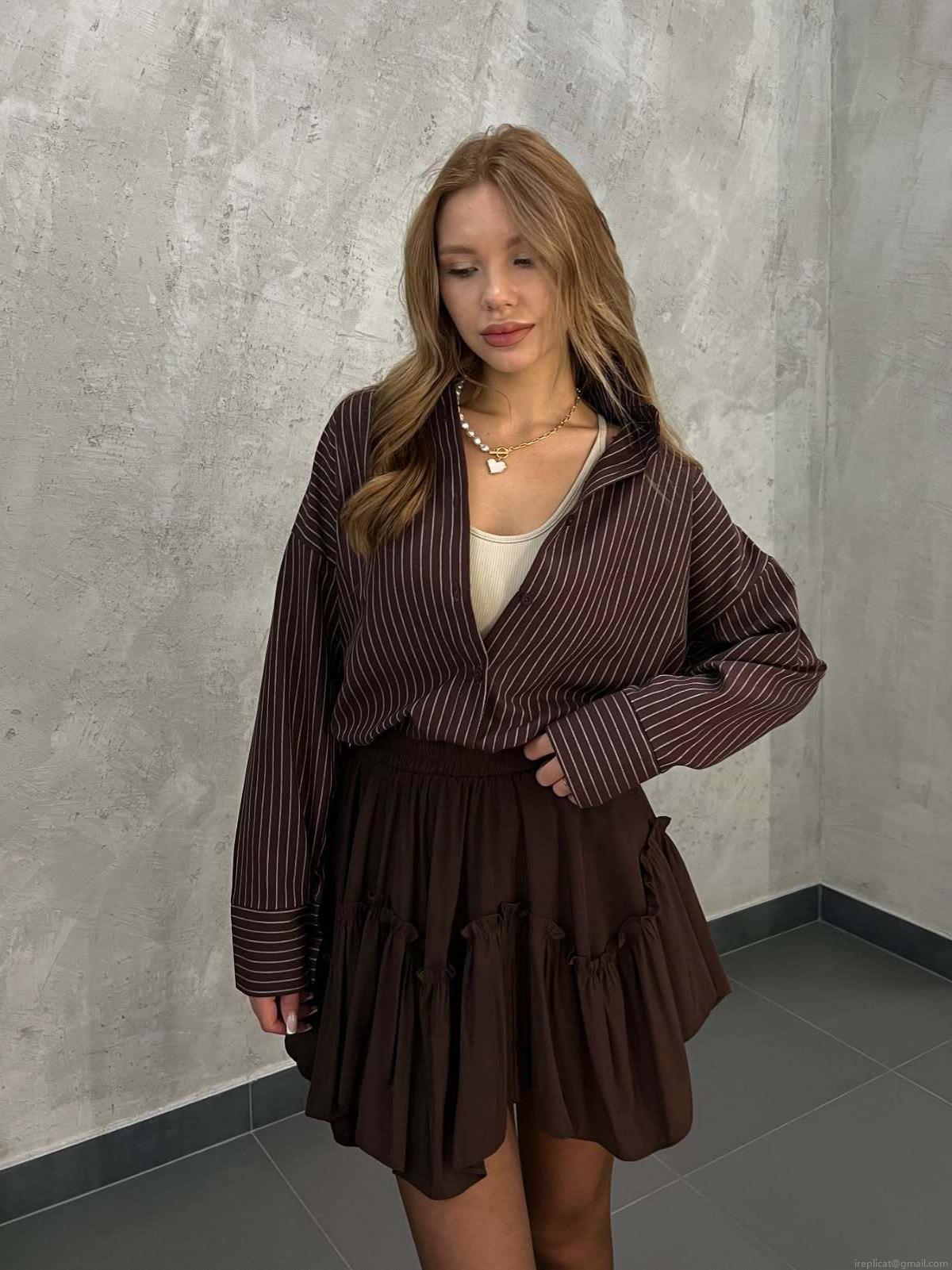 Women's High Waist A-Line Mini Skirt Layered Tiered Ruffle Solid Brown Polyester Short Skirt For Casual Party Streetwear Dating