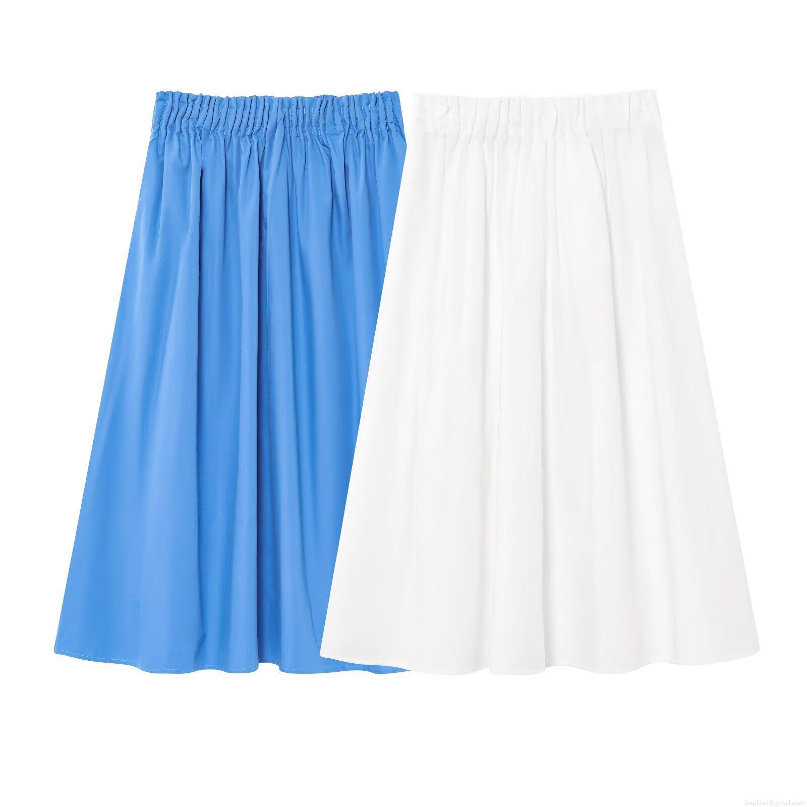 Women's Midi Skirt Polyester Elastic High Waist Casual Daily Solid Color A-Line Skirt For Women Street Style Comfortable Lightweight Summer Skirt