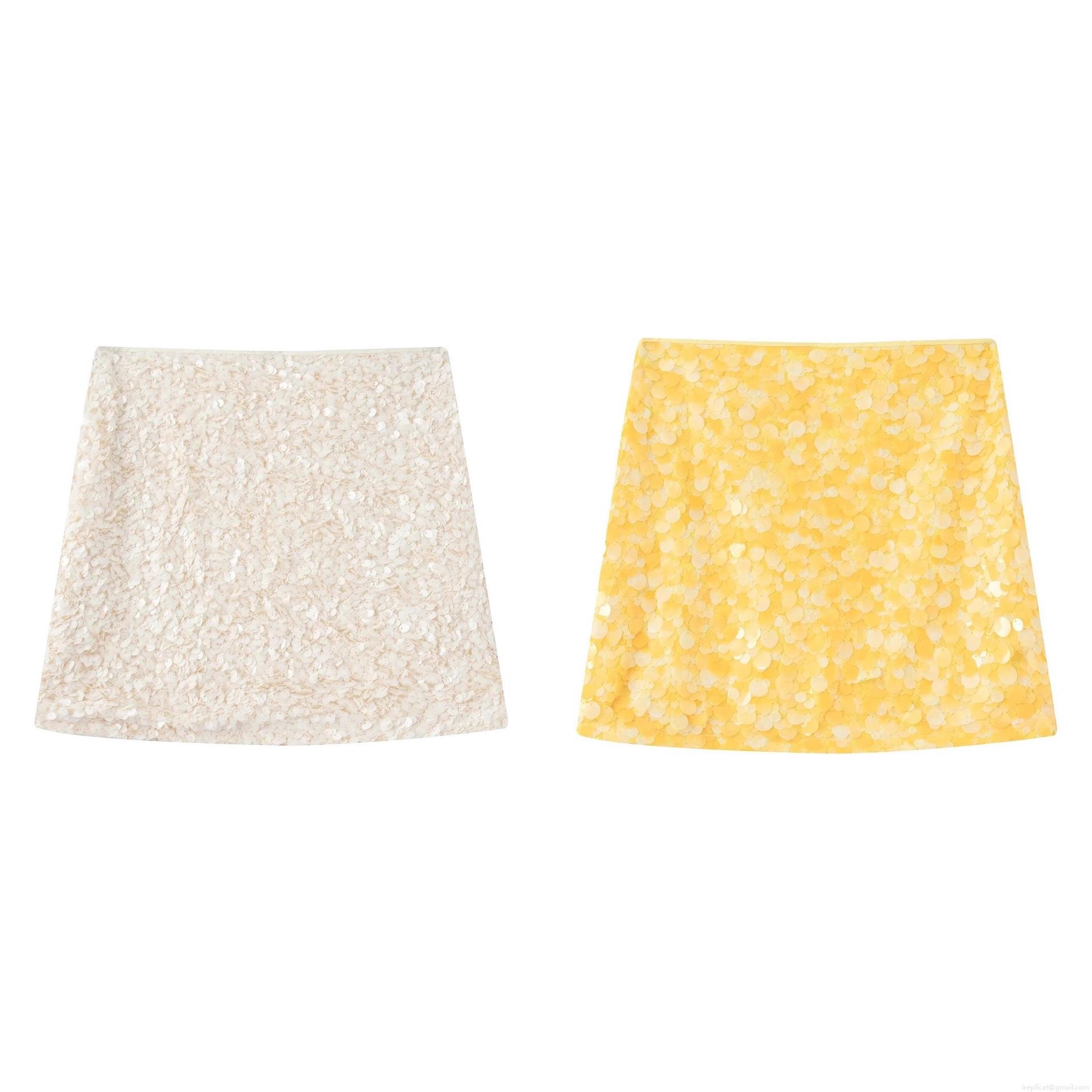 Women's Fashion Sparkly Sequin Mini Skirt Sexy A-Line Short Skirt High Shine Polyester Bottoms For Party Night Club Evening Streetwear Chic Glamorous
