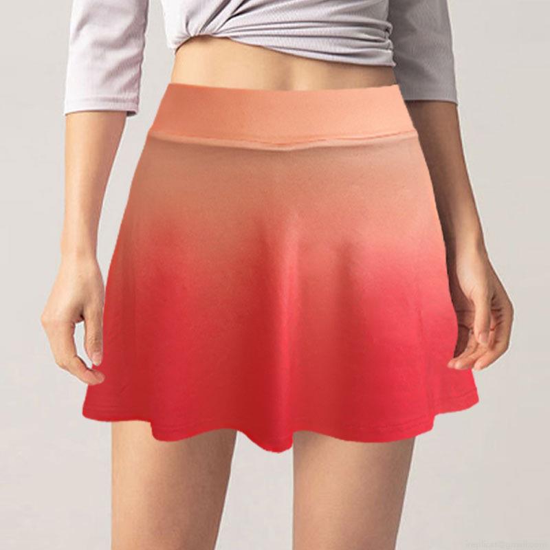 Women's Plus Size Gradient Activewear Skort With Pocket High Waisted Tennis Yoga Skirt Polyester Spandex Anti-exposure Sports Bottoms For Running Gym