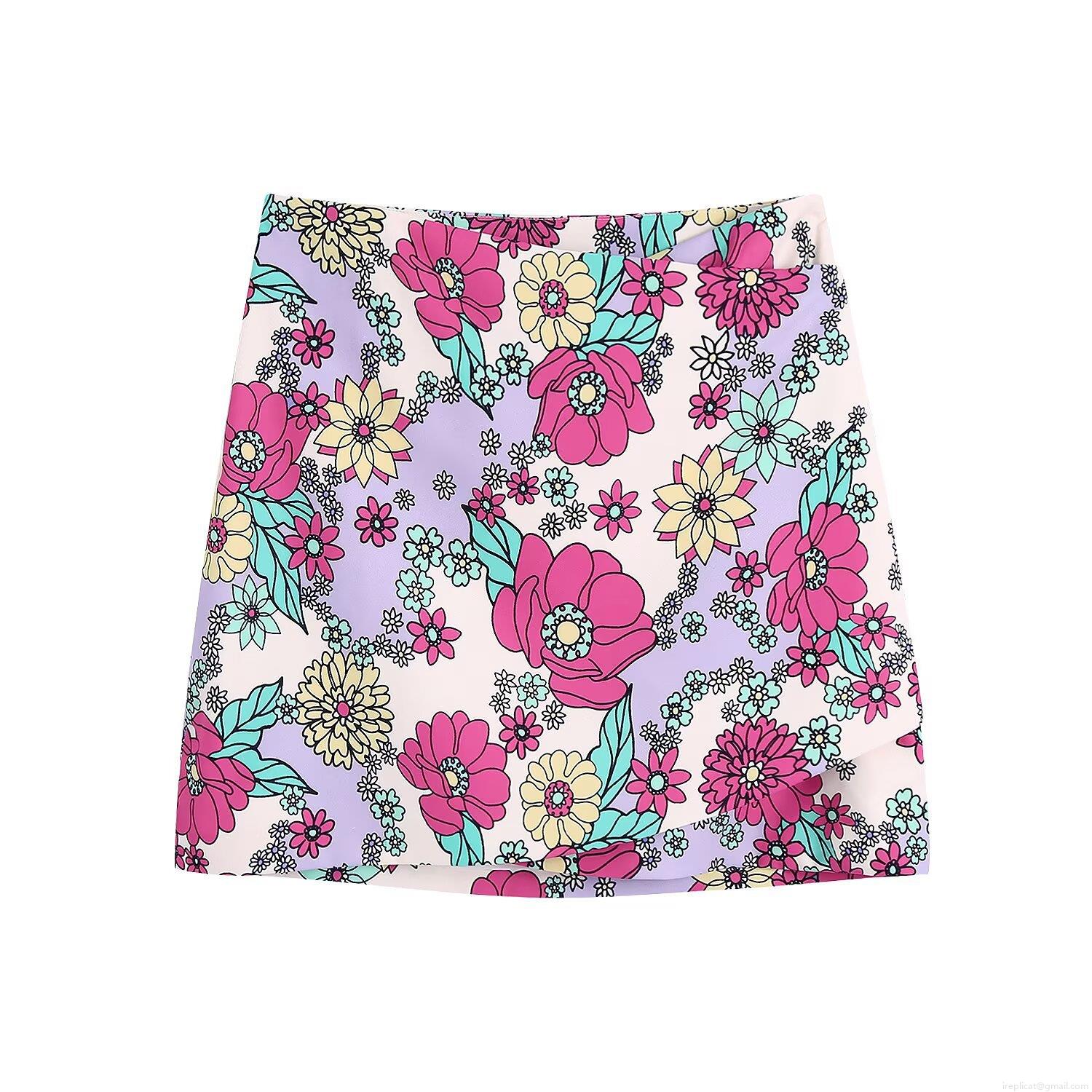 Women's Sexy Floral Print Mini Skirt 100% Polyester High Waist A-Line Bodycon Skirt Vintage Sweet Spicy Style Summer Vacation Beach Party Skirt