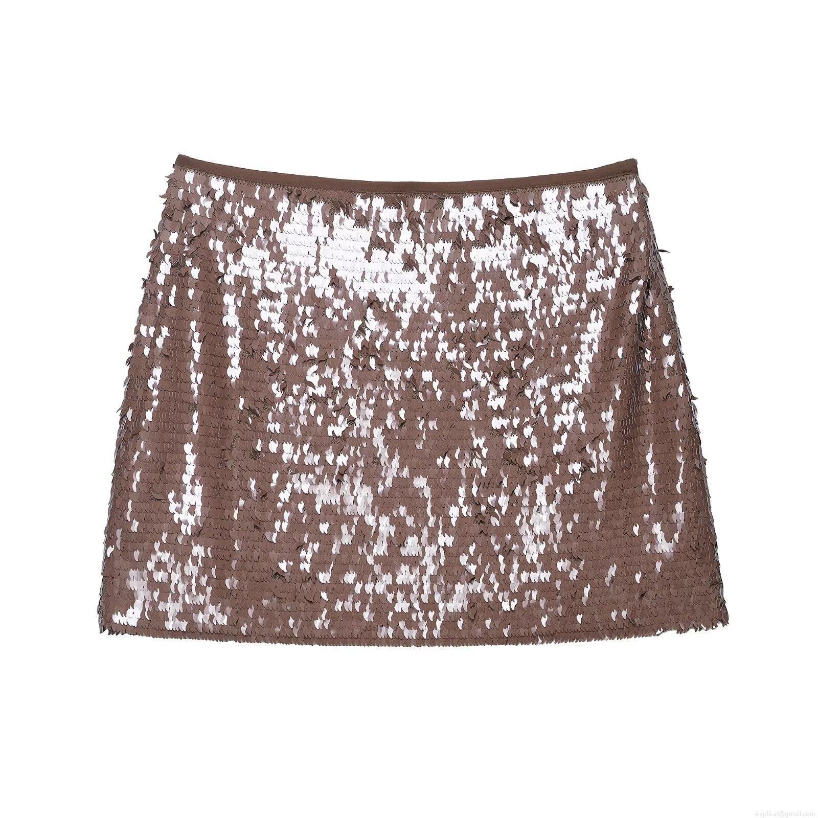 Women's Sexy Sequin Bodycon Mini Skirt High Waist Chic Polyester Spandex Glitter Party Skirt Slim Fit Short Skirt For Women Evening Wear