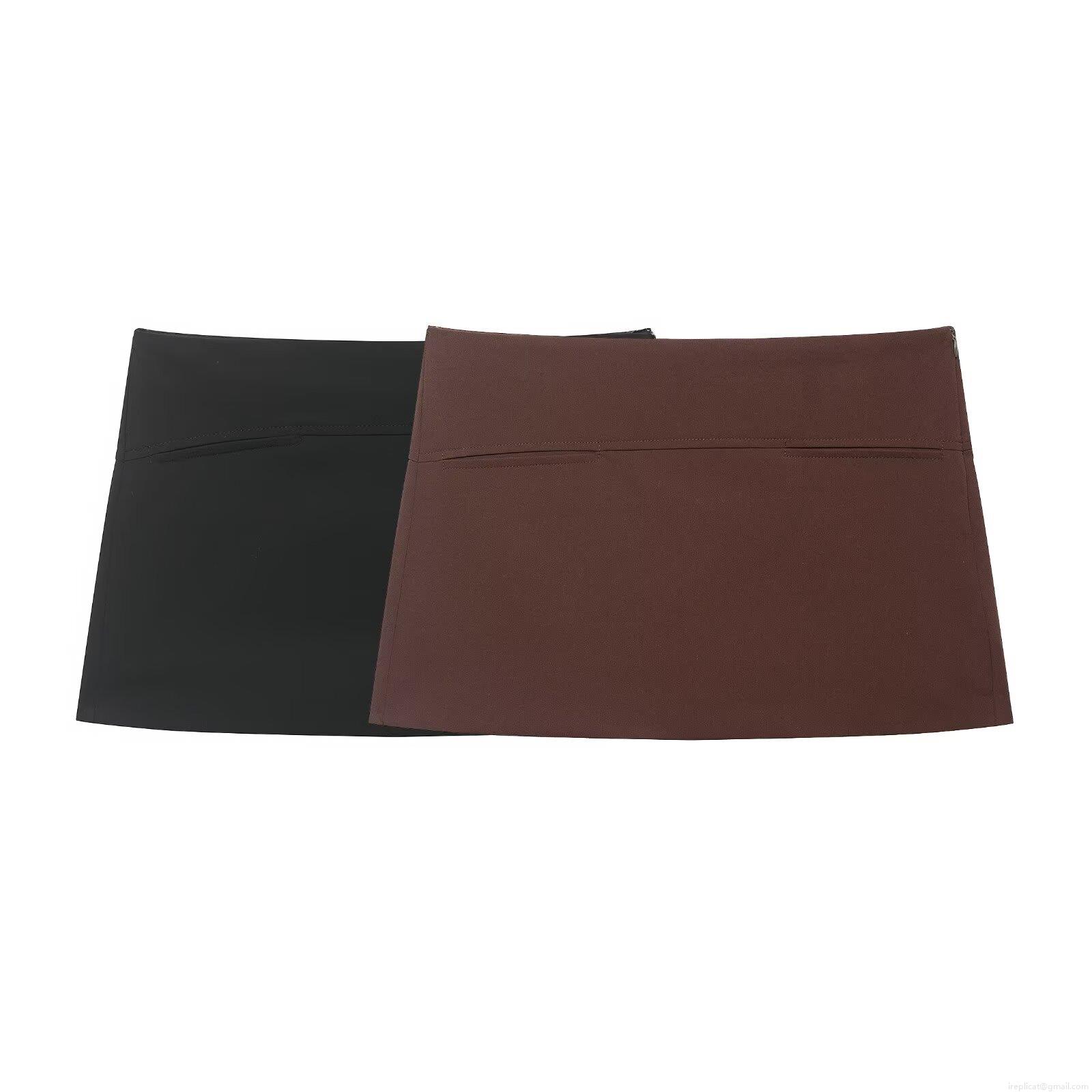 Women's Sexy Mini Skirt 100% Polyester Minimalist Twill Short Skirt With Pockets And Invisible Zipper For Daily Dating Streetwear Party Women