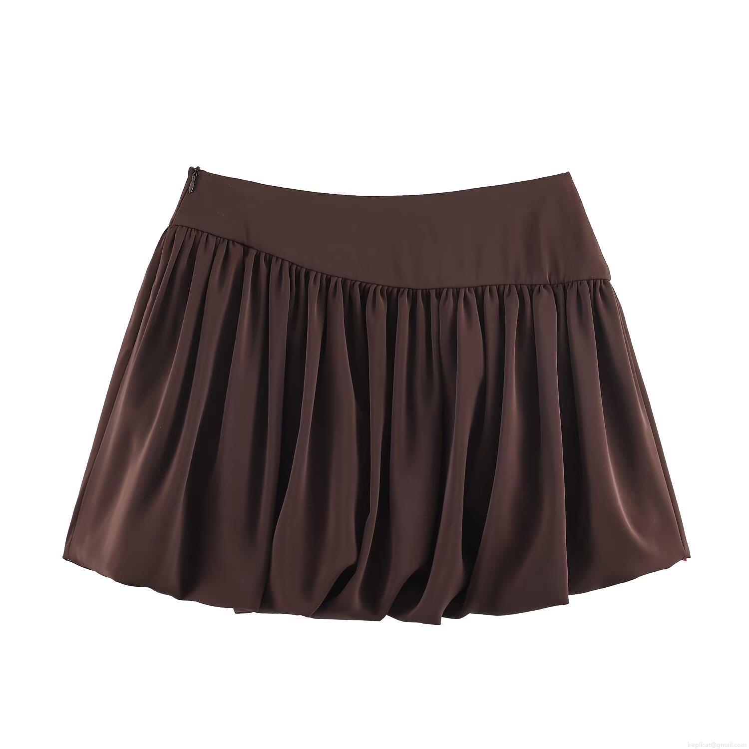 Women Sexy High Waist Puffy Bubble Mini Skirt Fashion Solid Color Pleated Short Skirt Satin Texture Streetwear Party Bottoms XX12157