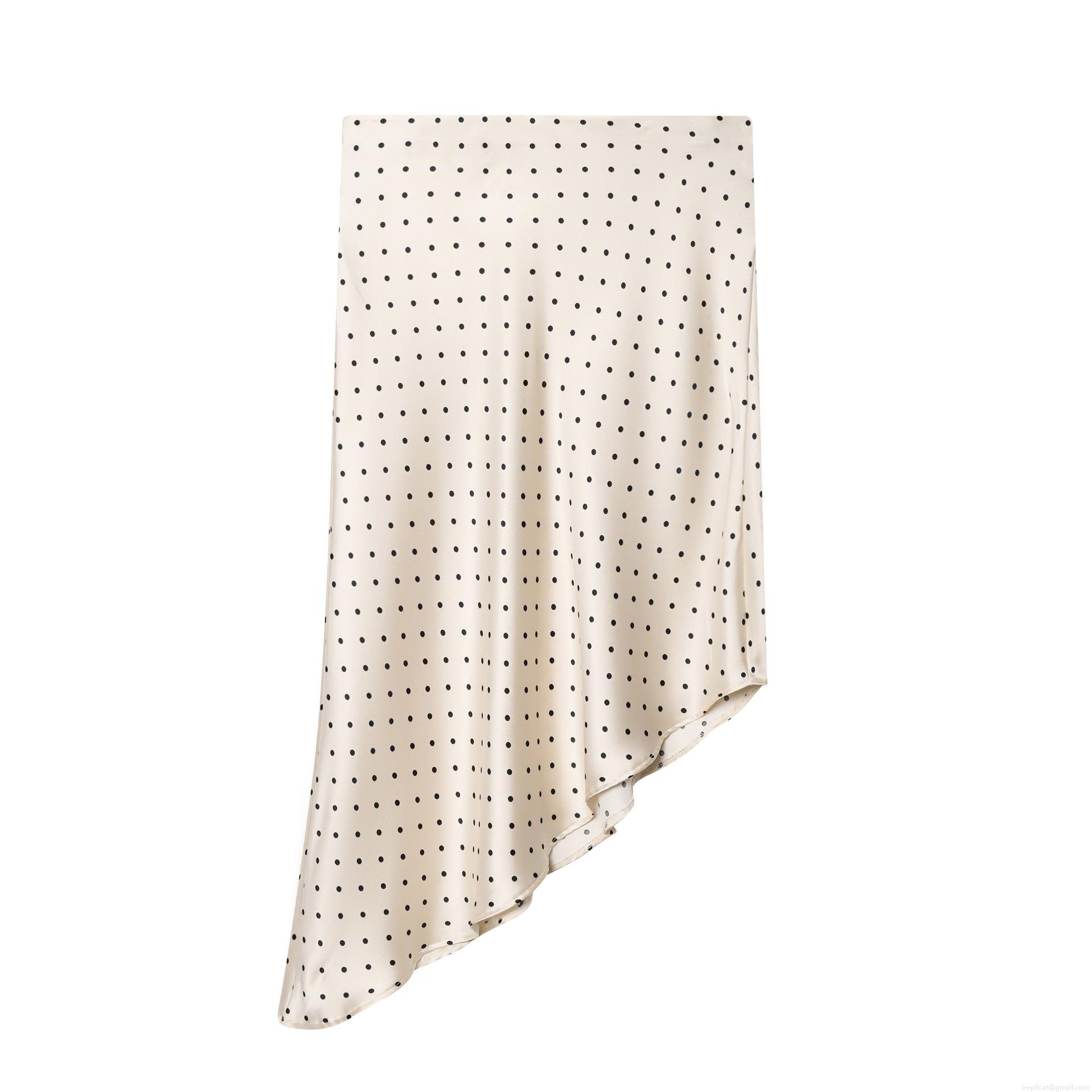 Women's Sexy Polka Dot Satin Skirt Elegant Asymmetric Irregular Hem High Waist Silk-like Polyester Skirt For Party Club Summer Streetwear Fashion Bottoms