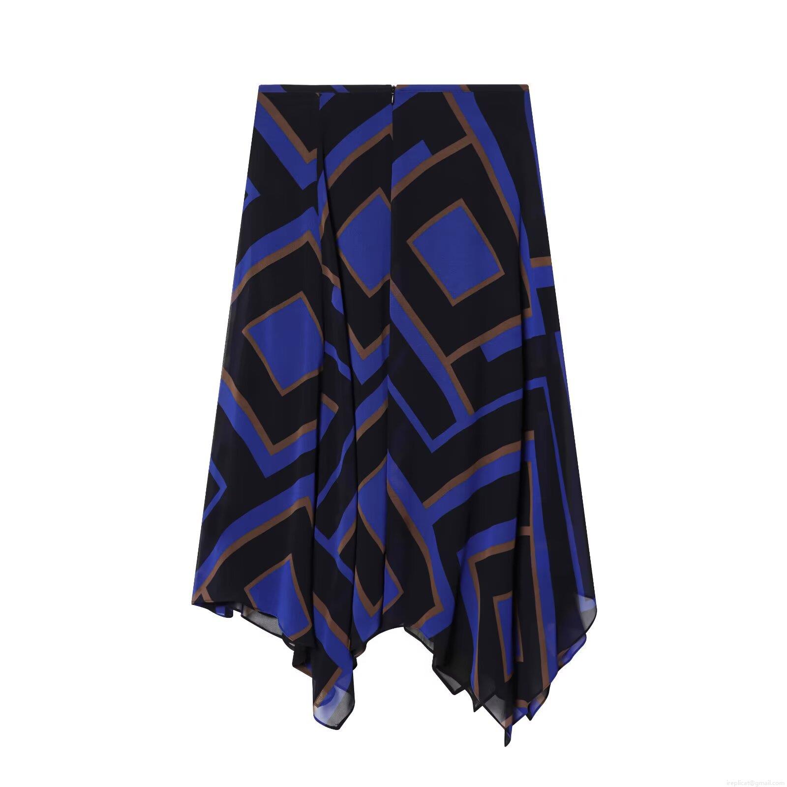 Women's Geometric Print Asymmetric Midi Skirt High Waist Irregular Hem Polyester Chiffon Skirt Street Style Fashion Sexy Lady Bottoms