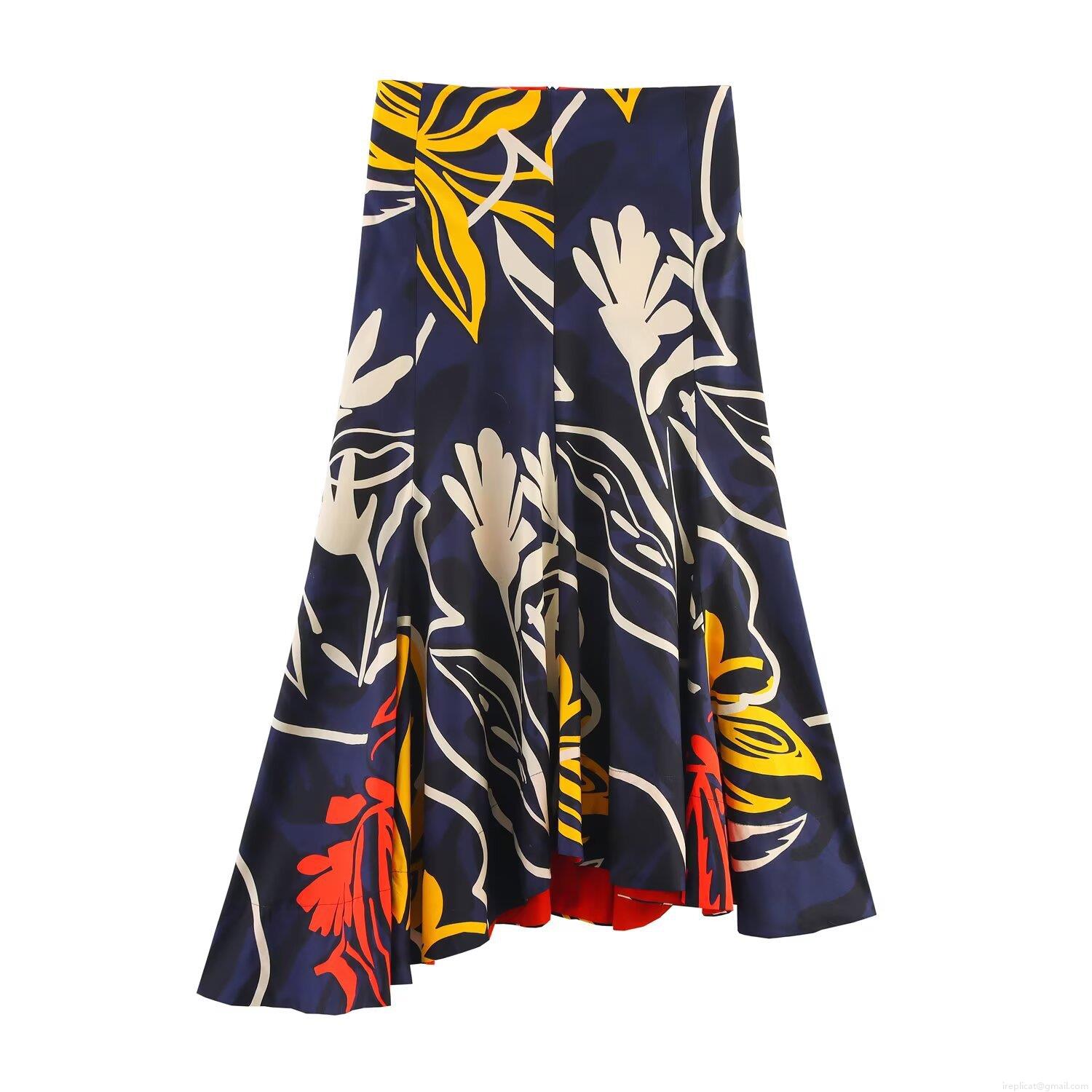 Women's Sexy Floral Printed Midi Skirt High Waist Irregular Hem Streetwear Wrap Hip Skirt for Beach Holiday Party Polyester Blend Skirts