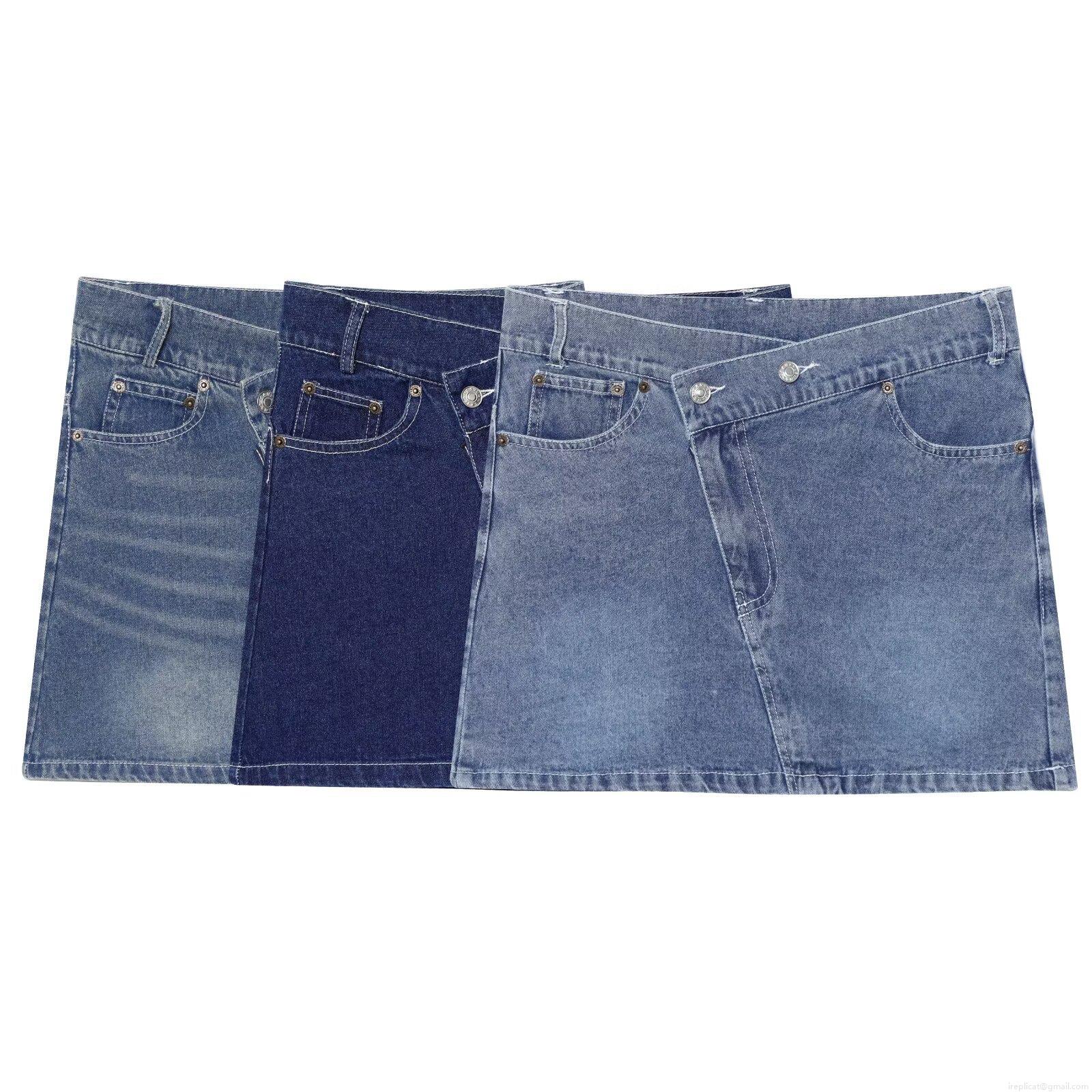 Women Sexy Asymmetric Denim Mini Skirt Crossed High Waist Cotton Blend Streetwear Slim Fit Contrast Stitching Short Skirt for Daily Dating