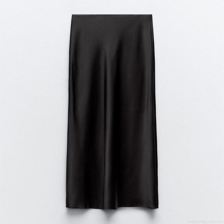 Women Satin Midi Skirt Elegant High Waist Silk Finish Solid Color Straight Pencil Skirts For Party Dating Work French Style Chic Lady Bottoms