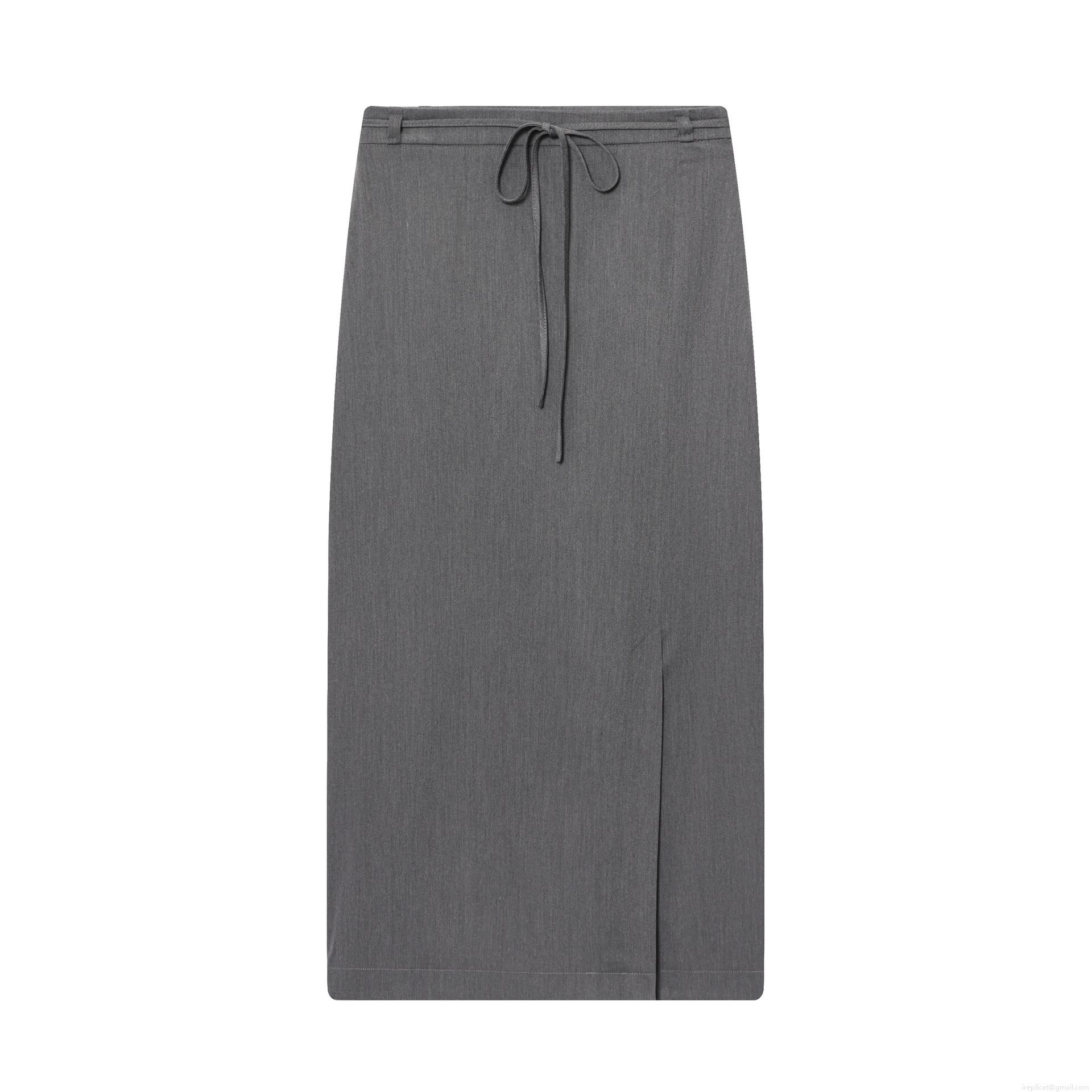 Women's Fashion High Waist Tie Straight Midi Skirt Sexy Side Split Polyester Solid Color Streetwear Bodycon Skirt for Office Dating Daily