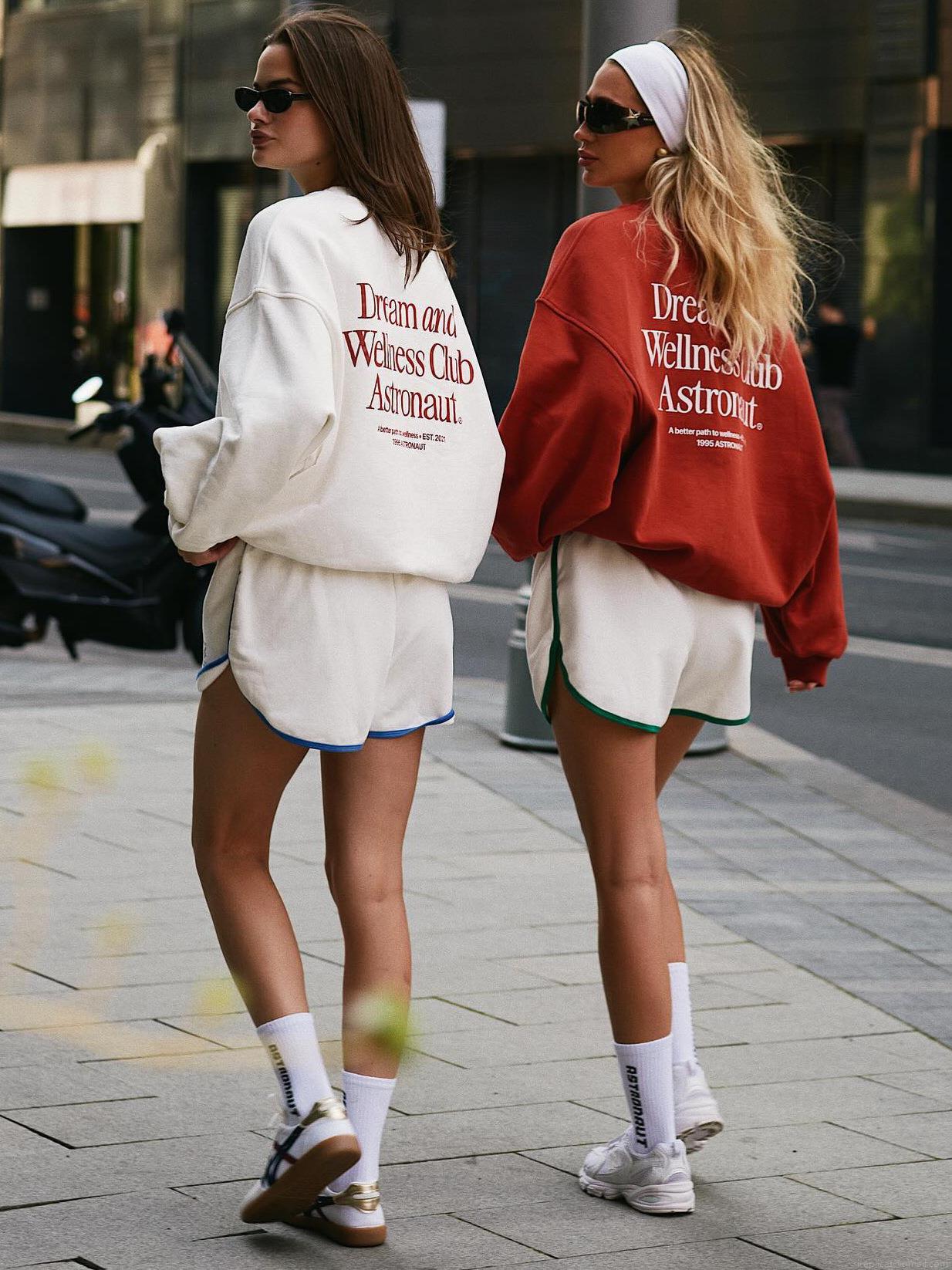 Women's Oversized Cotton Blend Crewneck Sweatshirt Letter Print Long Sleeve Pullover Good Vibes Club Streetwear Autumn Winter Loose Fit Sweatshirt Top