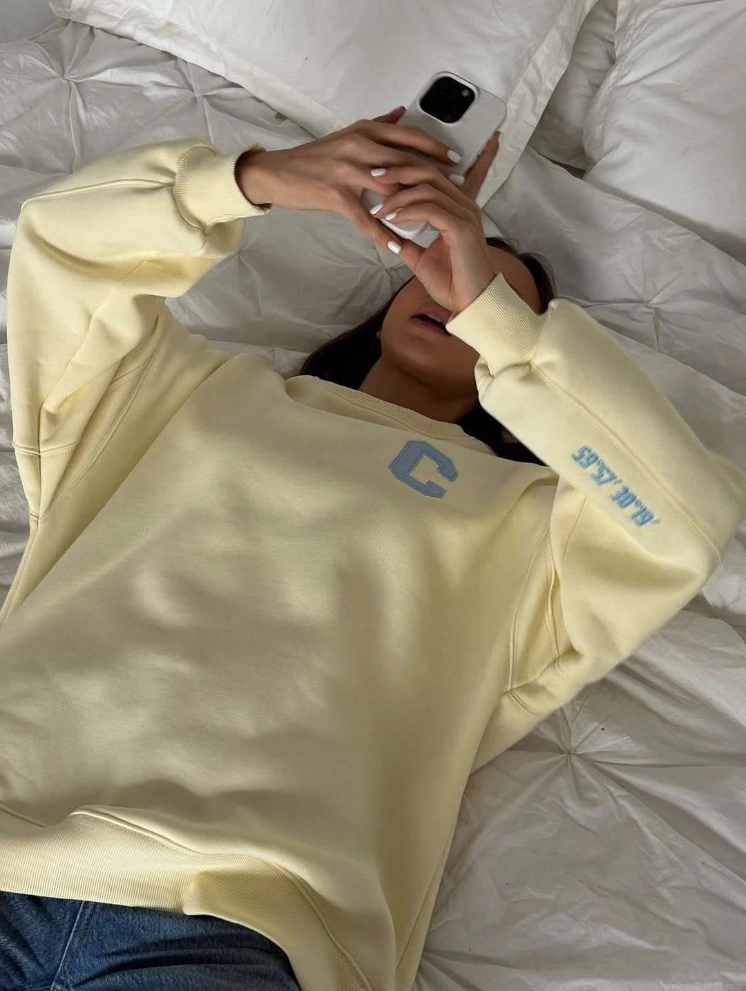 Women's 100% Cotton Sweatshirt Round Neck Long Sleeve Varsity Letter C Patch Oversized Loose Drop Shoulder Pullover Casual Fall Winter Streetwear Top