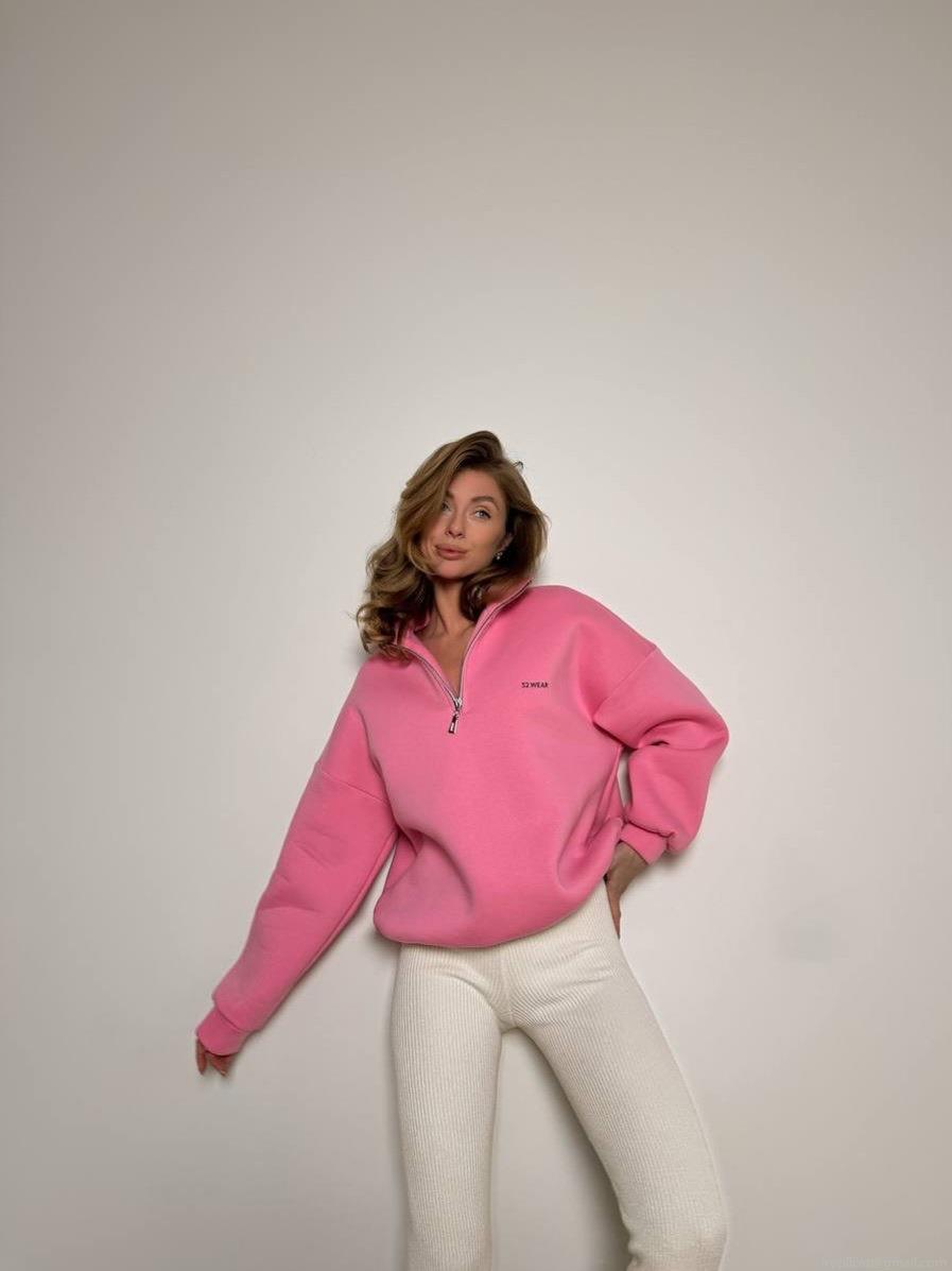Women's 100% Cotton Half-Zip Sweatshirt Oversized Long Sleeve Letter Embroidery Casual Pullover Sporty Streetwear Autumn Winter Warm Top
